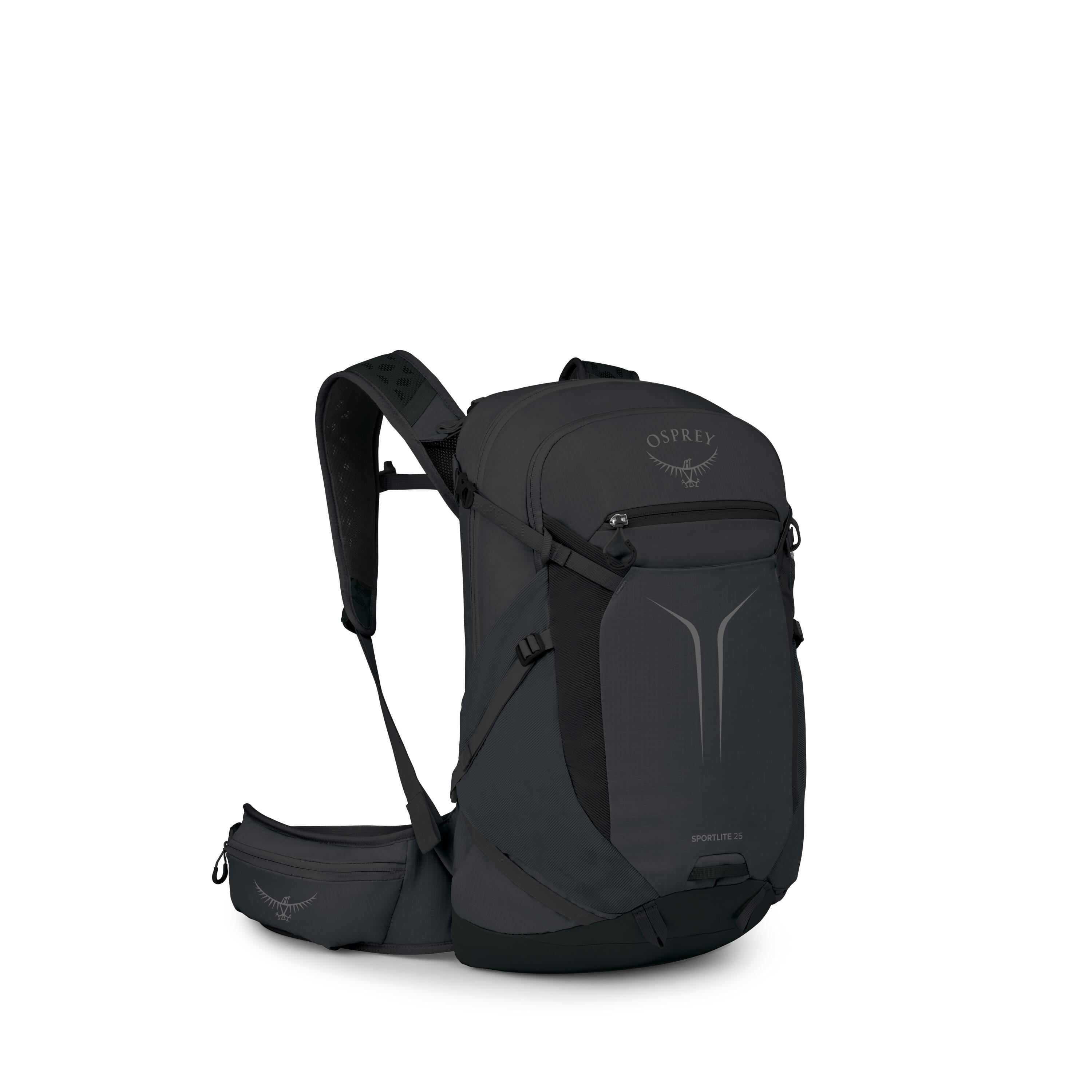 Osprey Sportlite 25 Extended Fit Hiking Backpack 25L in Raven Black — angle view 2