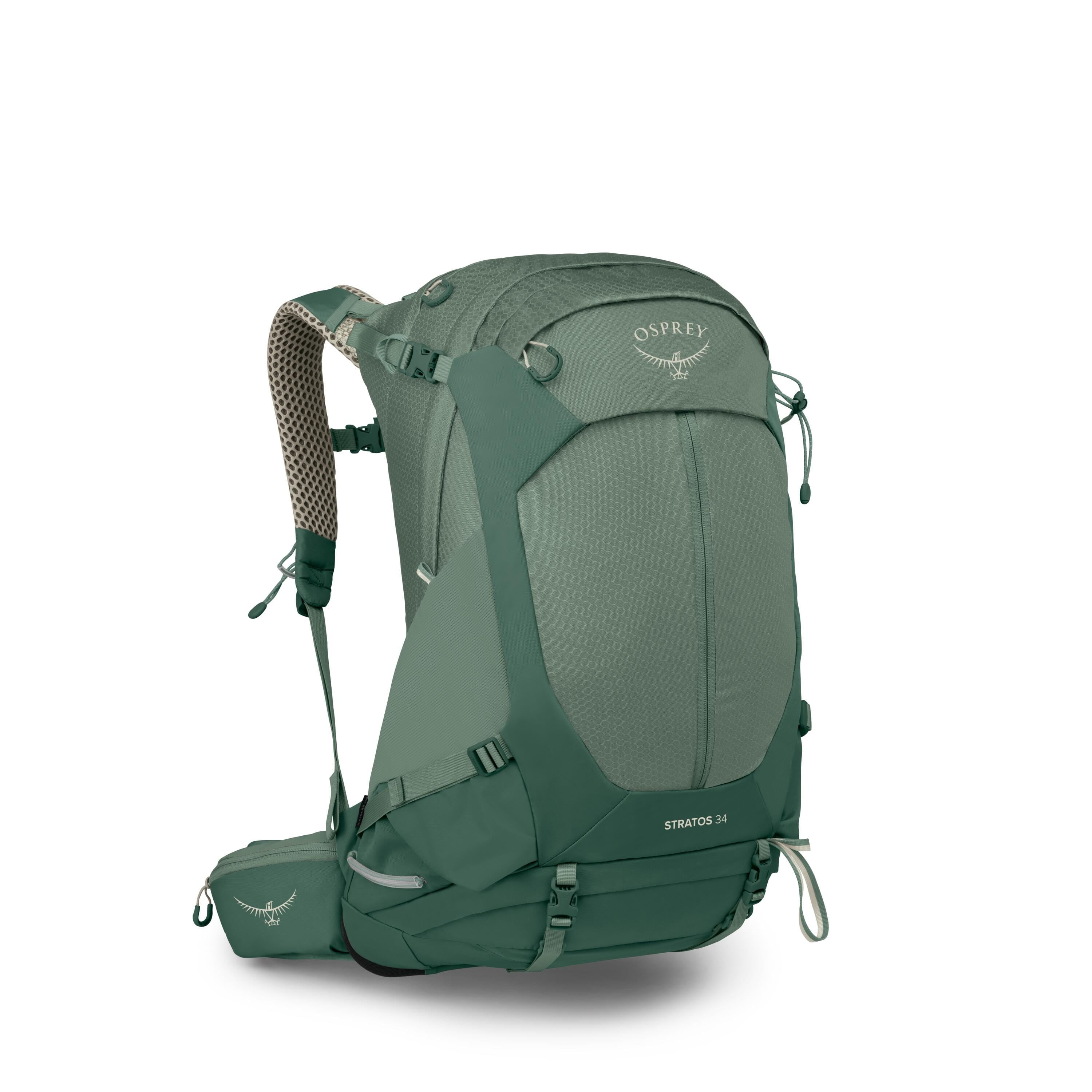 Osprey Stratos 34 Hiking Backpack 34L in Pine Leaf Green — angle view 2