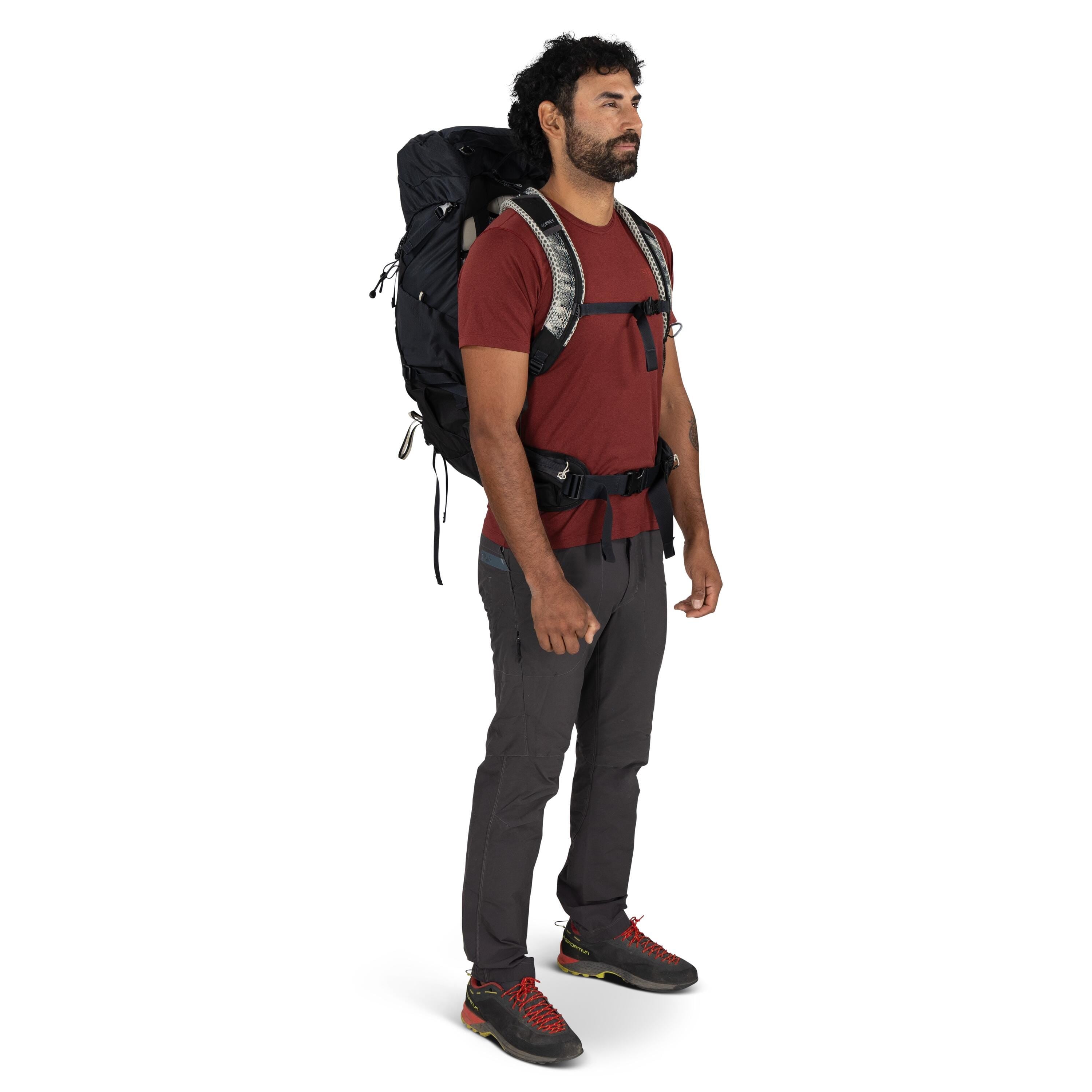 Osprey Stratos 36 Hiking Backpack 36L in Raven Black — lifestyle