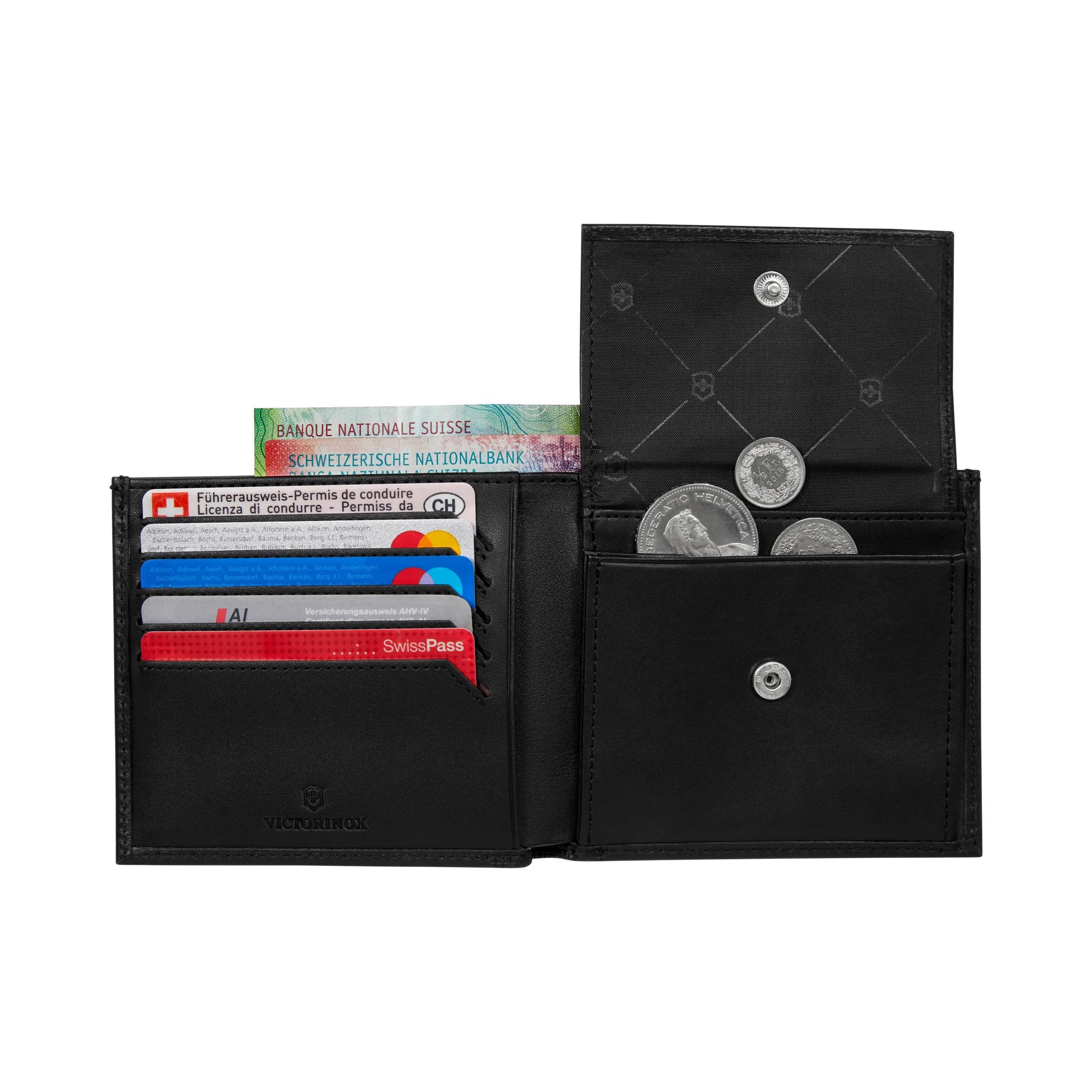 Victorinox Altius Alox Deluxe Bi-Fold Wallet in Black — interior view 2