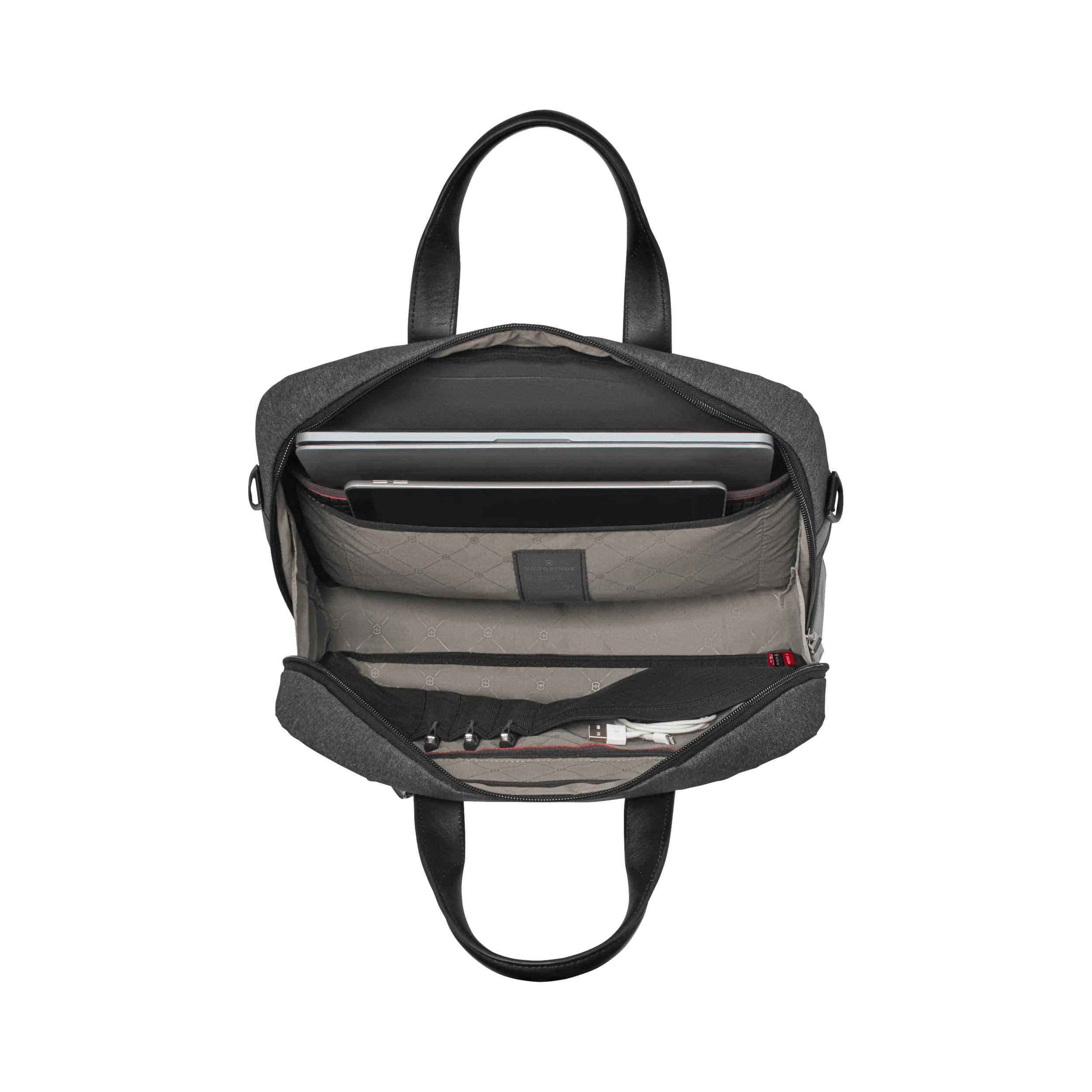 Victorinox Architecture Urban2 Briefcase in Grey / Black — interior view