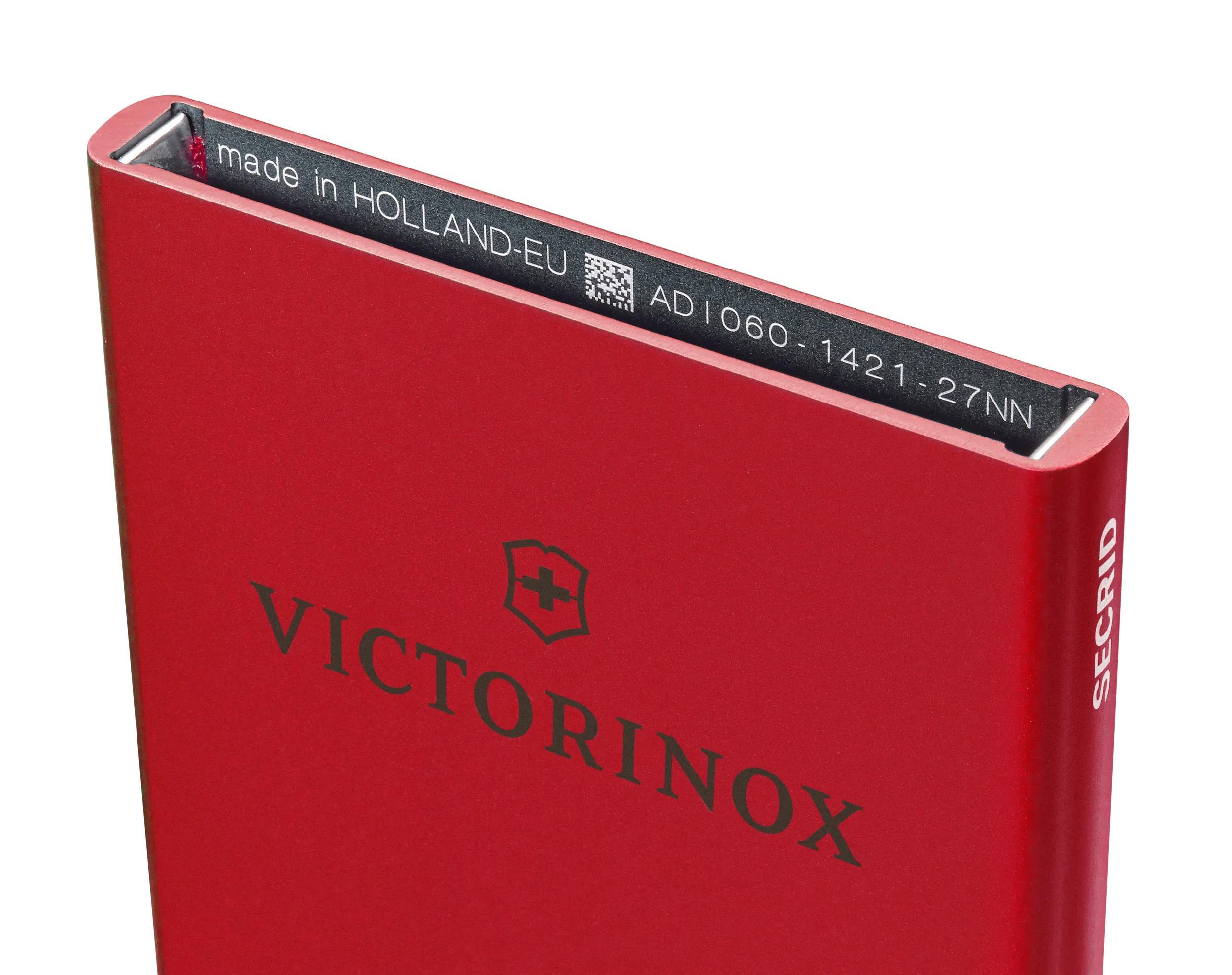 Victorinox Altius Secrid Essential Card Wallet in Red — detail view