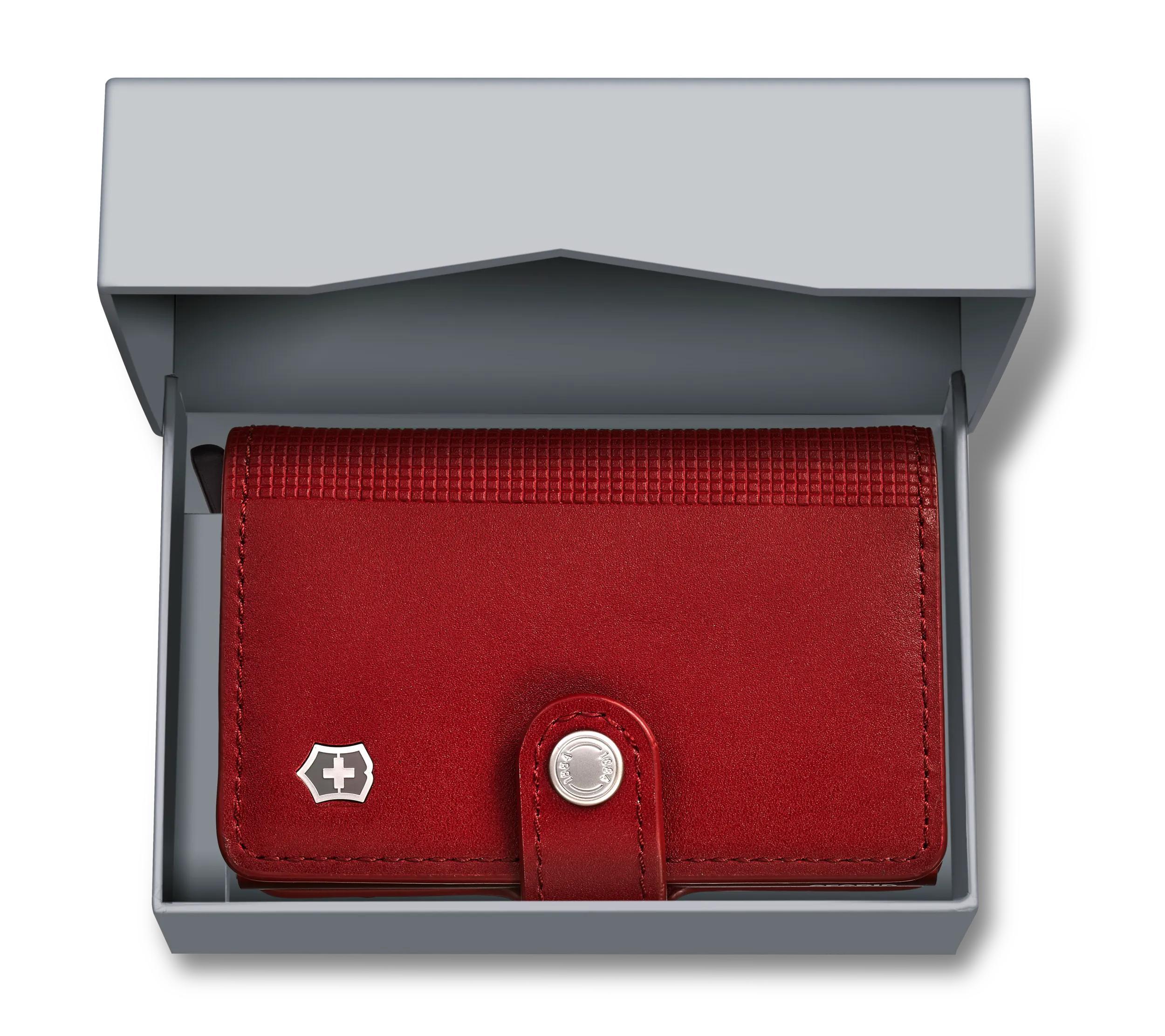 Victorinox Altius Secrid Leather Card Wallet in Red — detail view 4