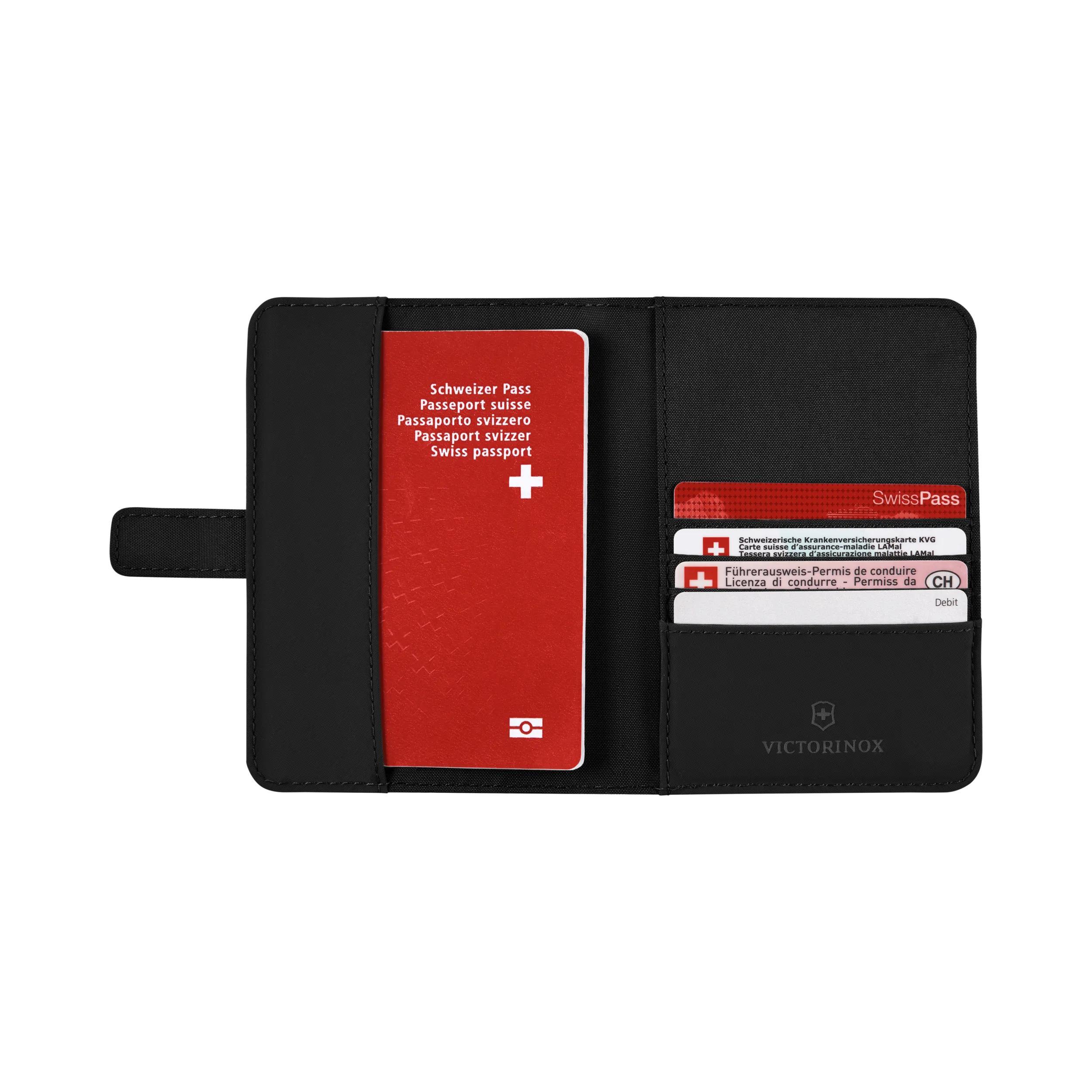 Victorinox Travel Essentials Passport Holder in Black — interior view