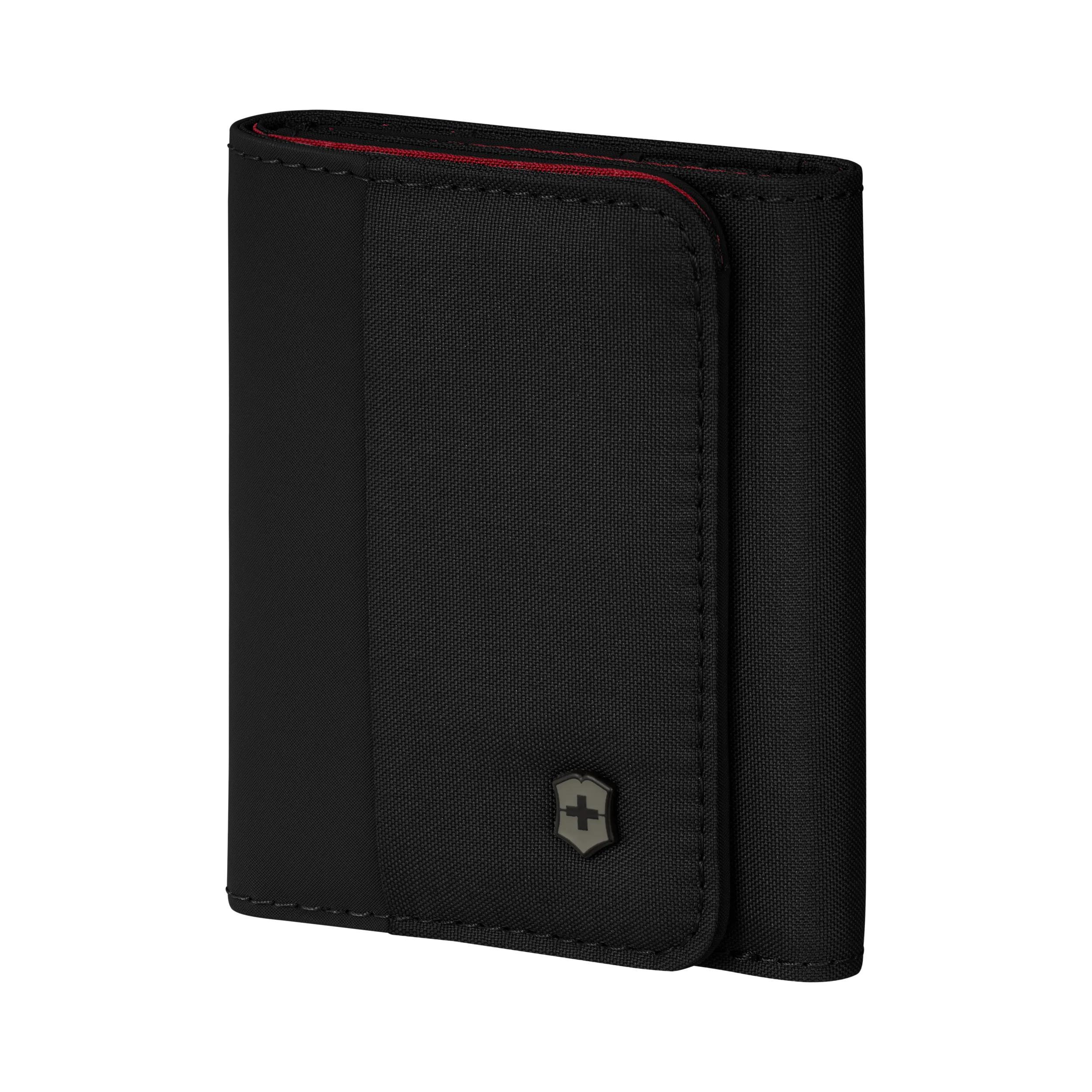Victorinox Travel Essentials Tri-Fold Wallet in Black — angle view 2