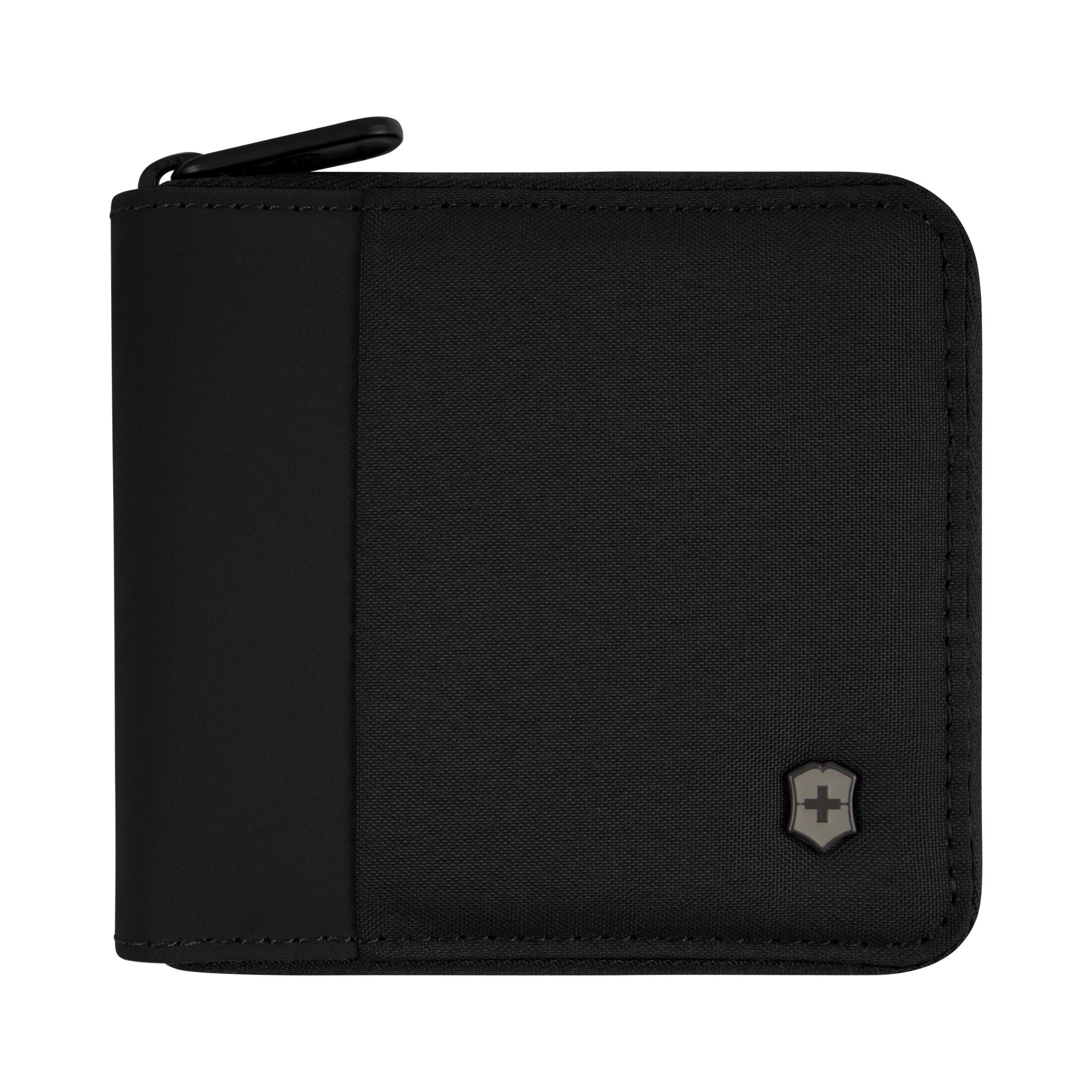 Victorinox Travel Essentials Zip-Around Wallet in Black — front view