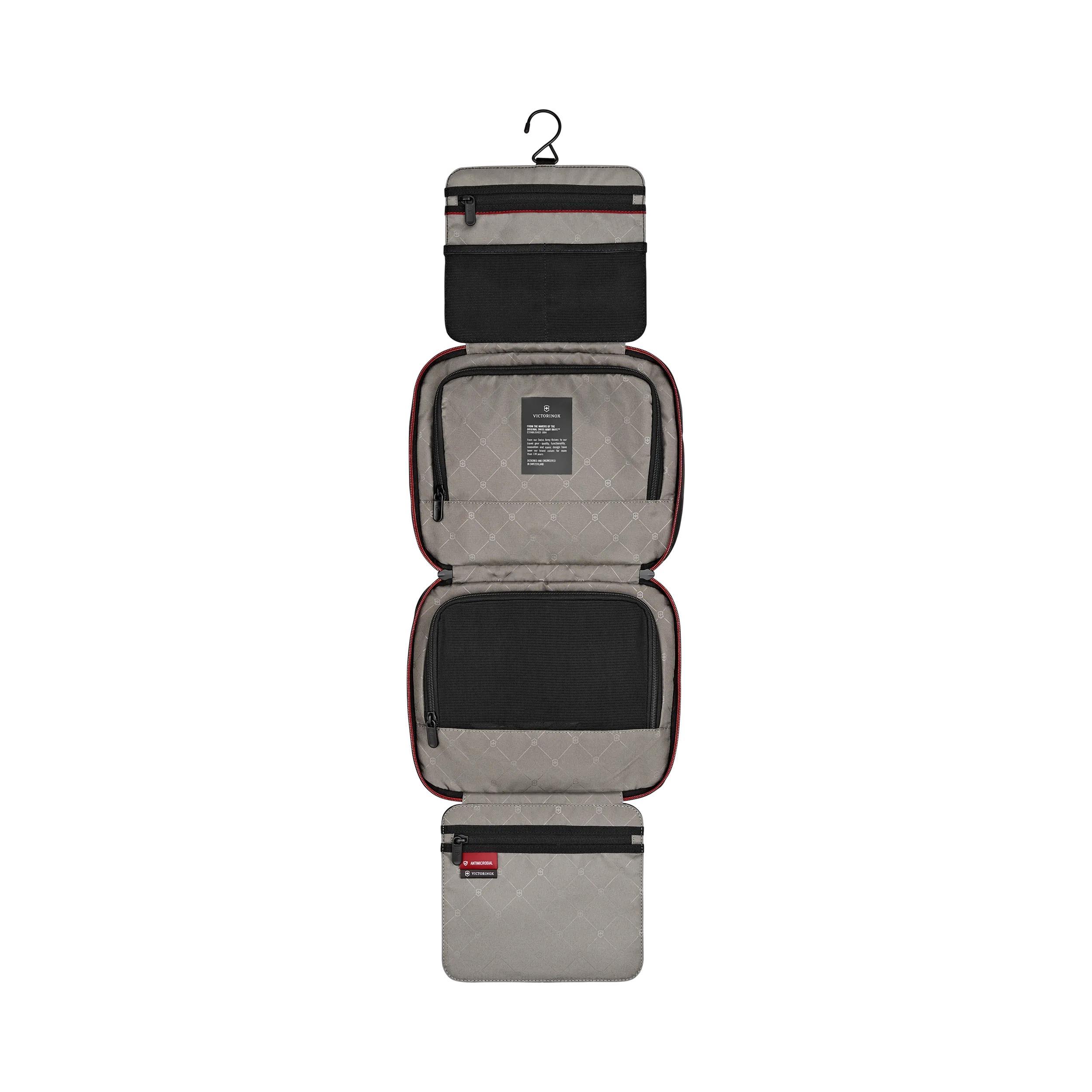 Victorinox Travel Essentials Hanging Toiletry Bag in Black — interior view