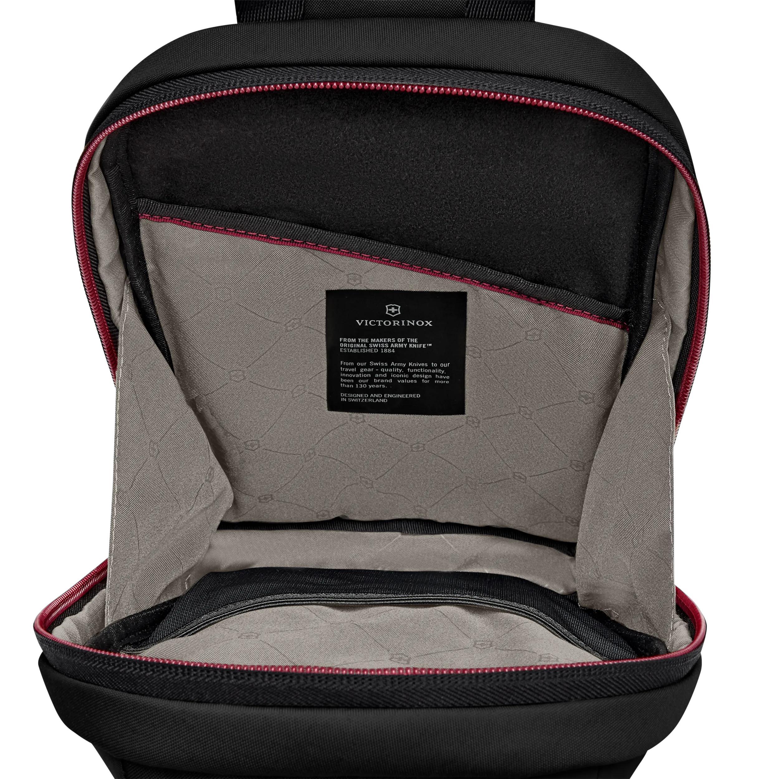 Victorinox Travel Essentials Sling Bag in Black — interior view