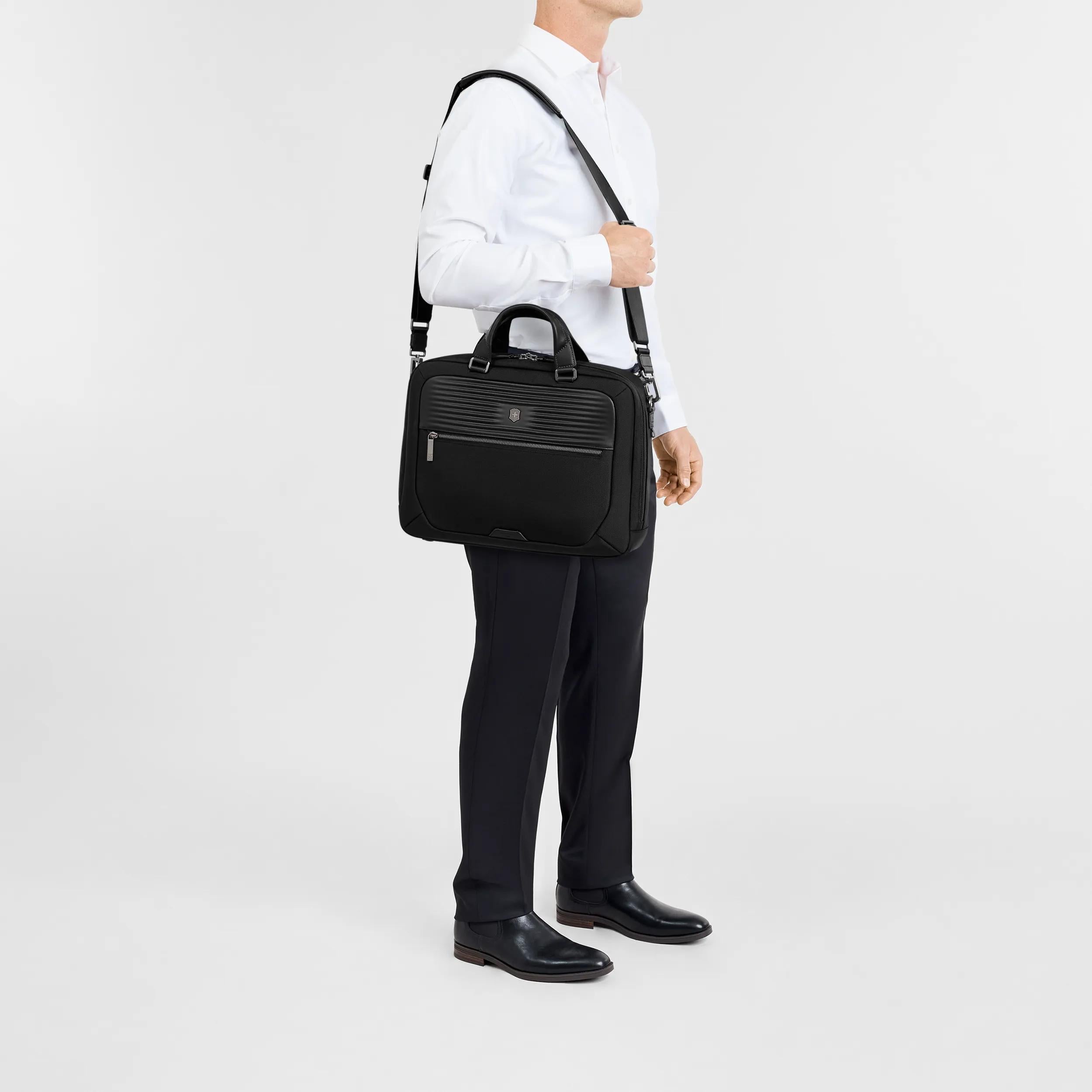 Victorinox Mythic Compact Briefcase in Black — lifestyle