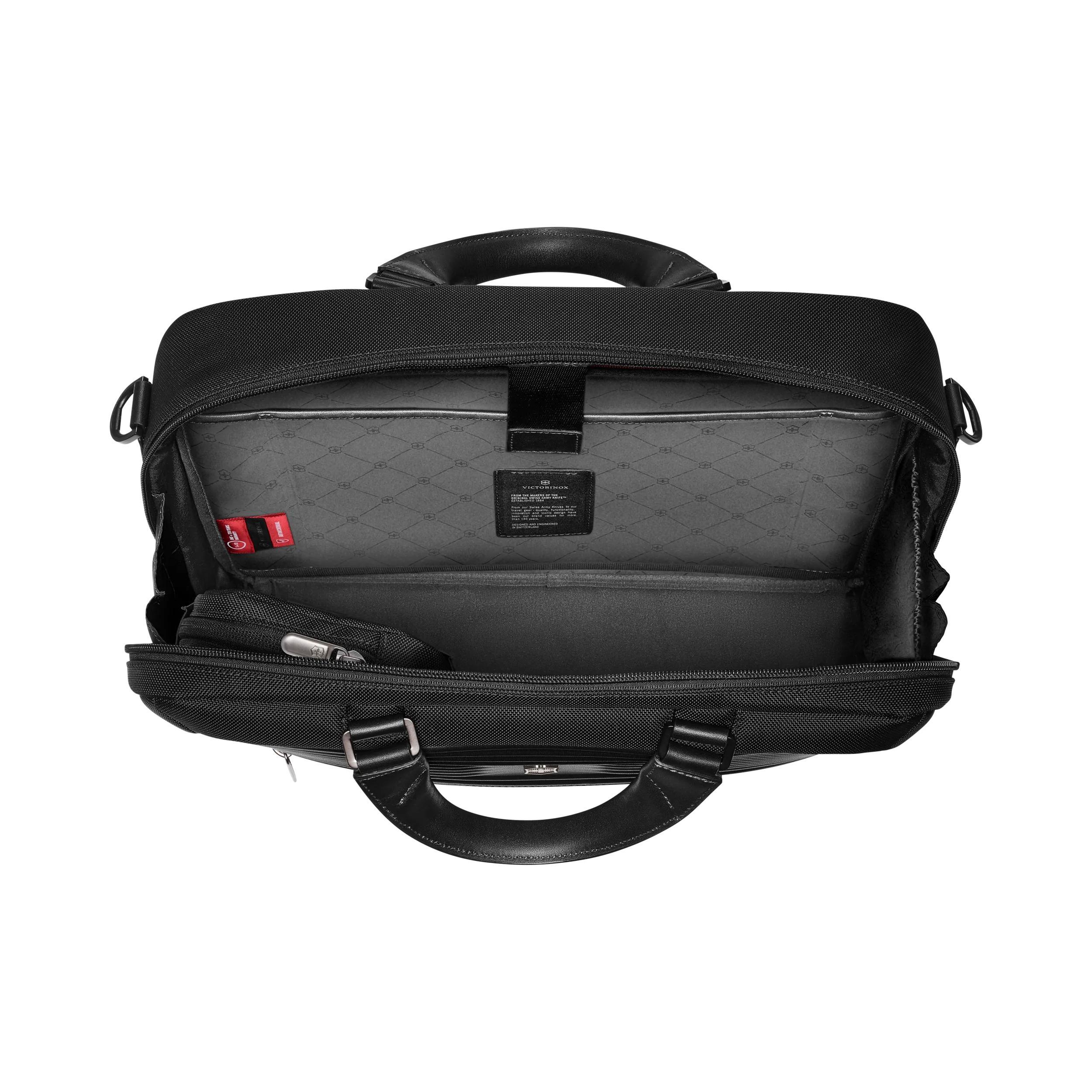 Victorinox Mythic Compact Briefcase in Black — interior view