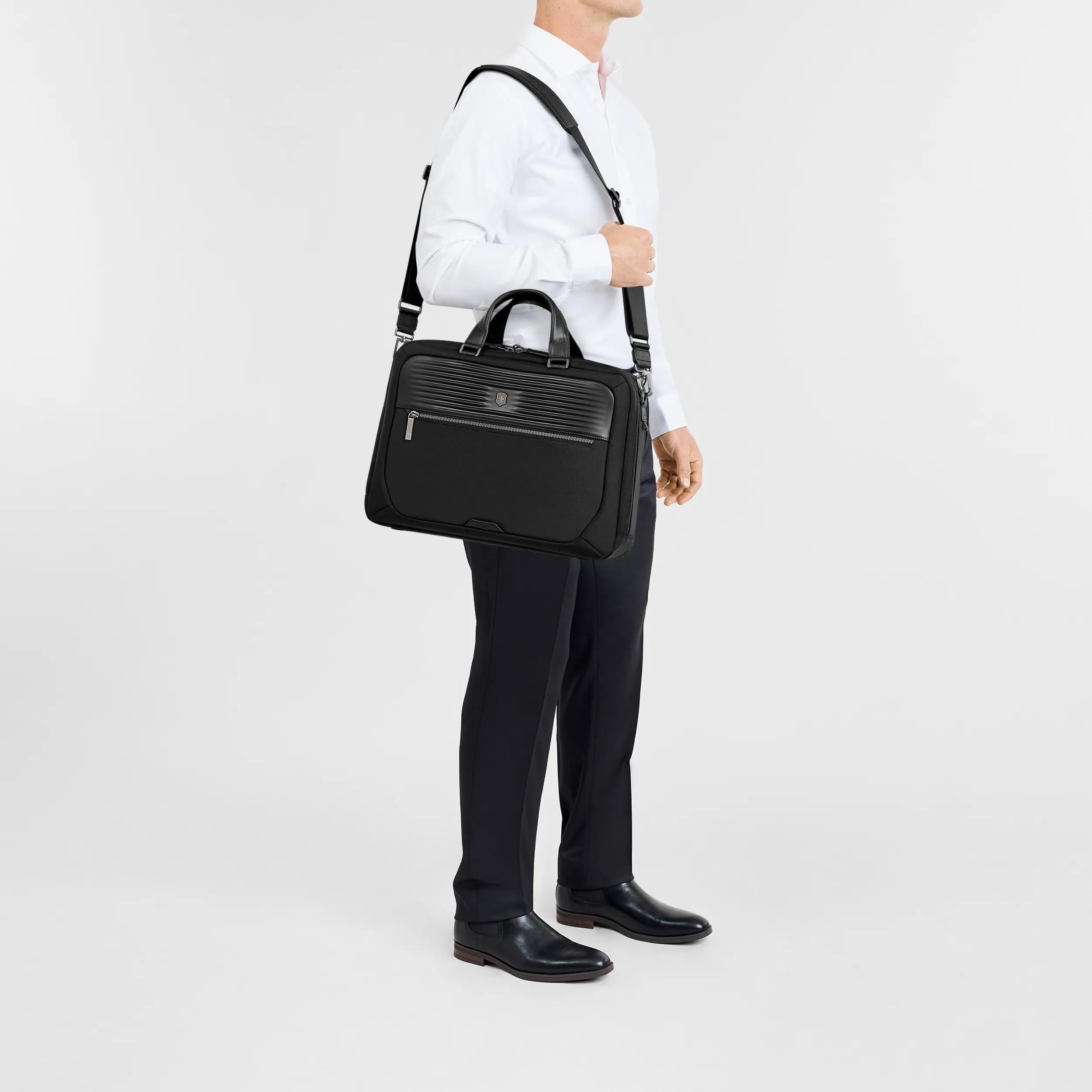 Victorinox Mythic Deluxe Briefcase in Black — lifestyle