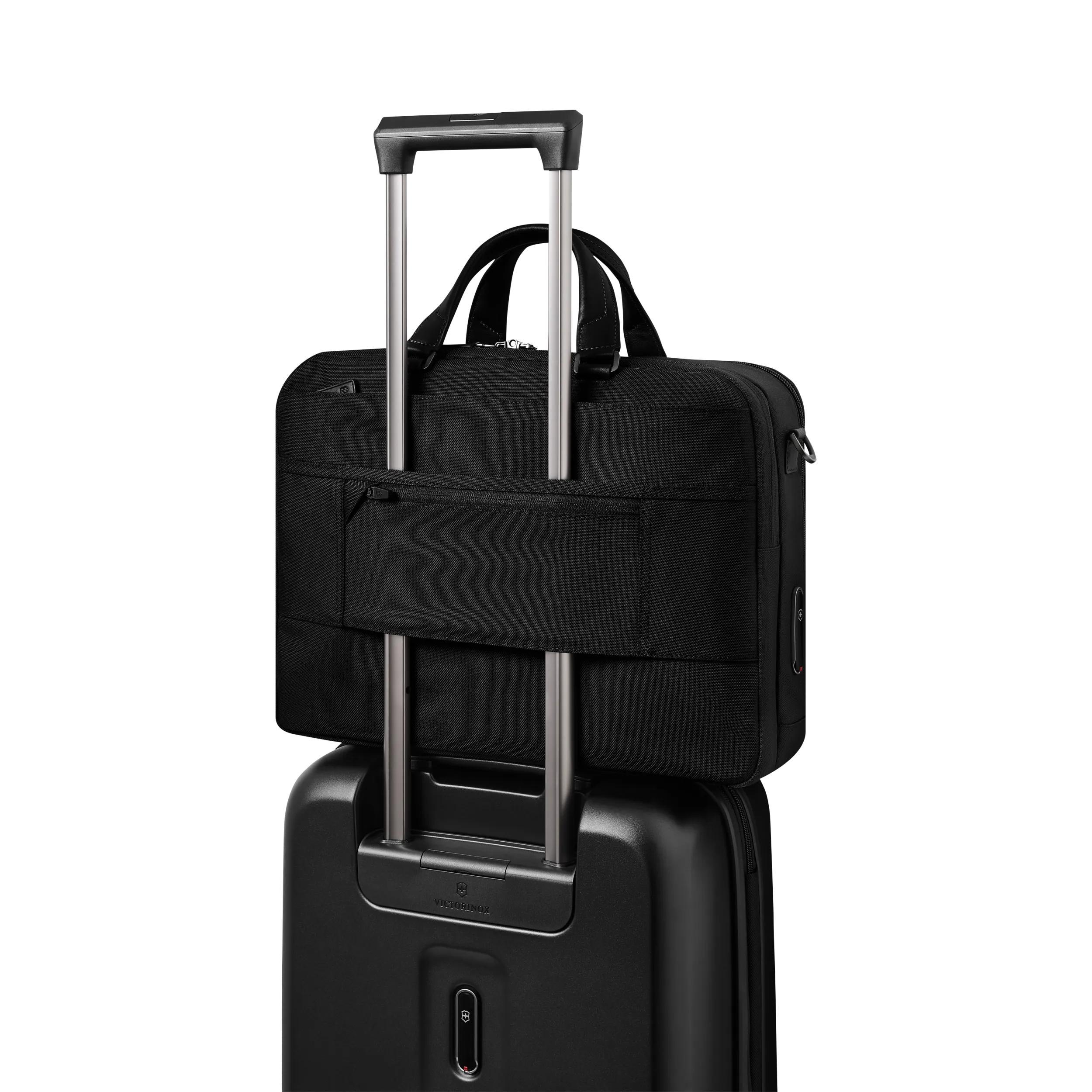 Victorinox Mythic Deluxe Briefcase in Black — detail view