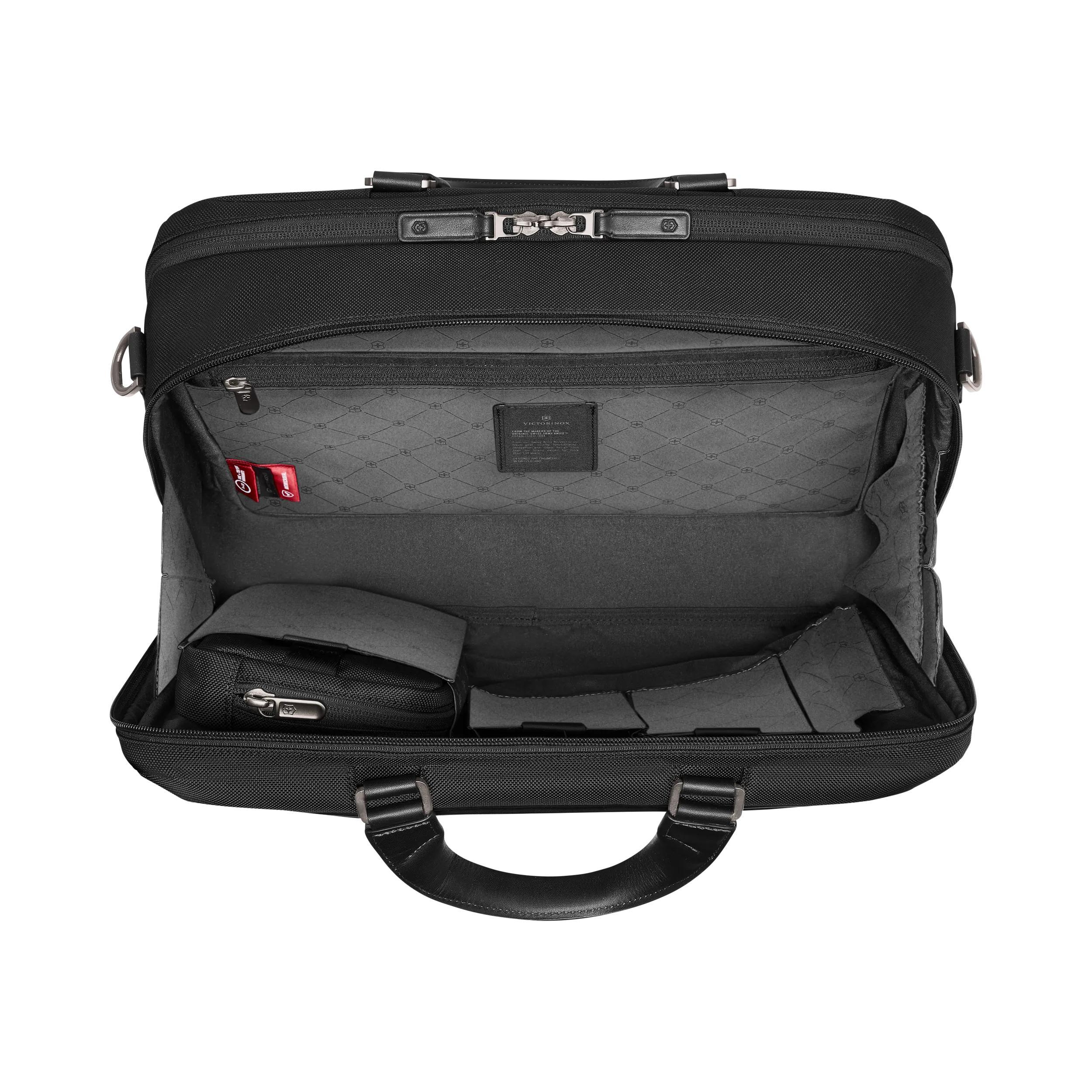 Victorinox Mythic Deluxe Briefcase in Black — interior view