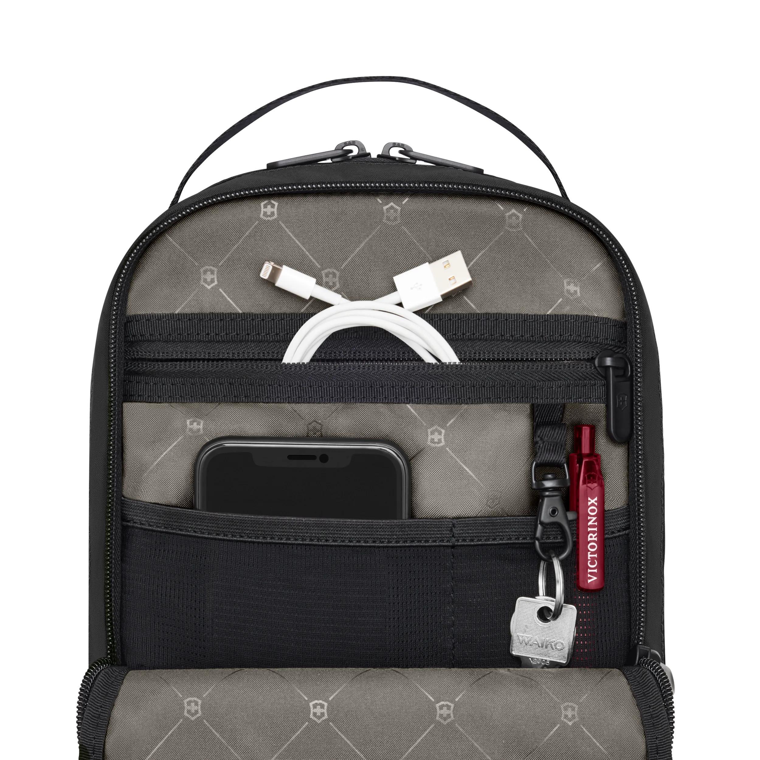 Victorinox Travel Essentials Crossbody Bag in Black — interior view