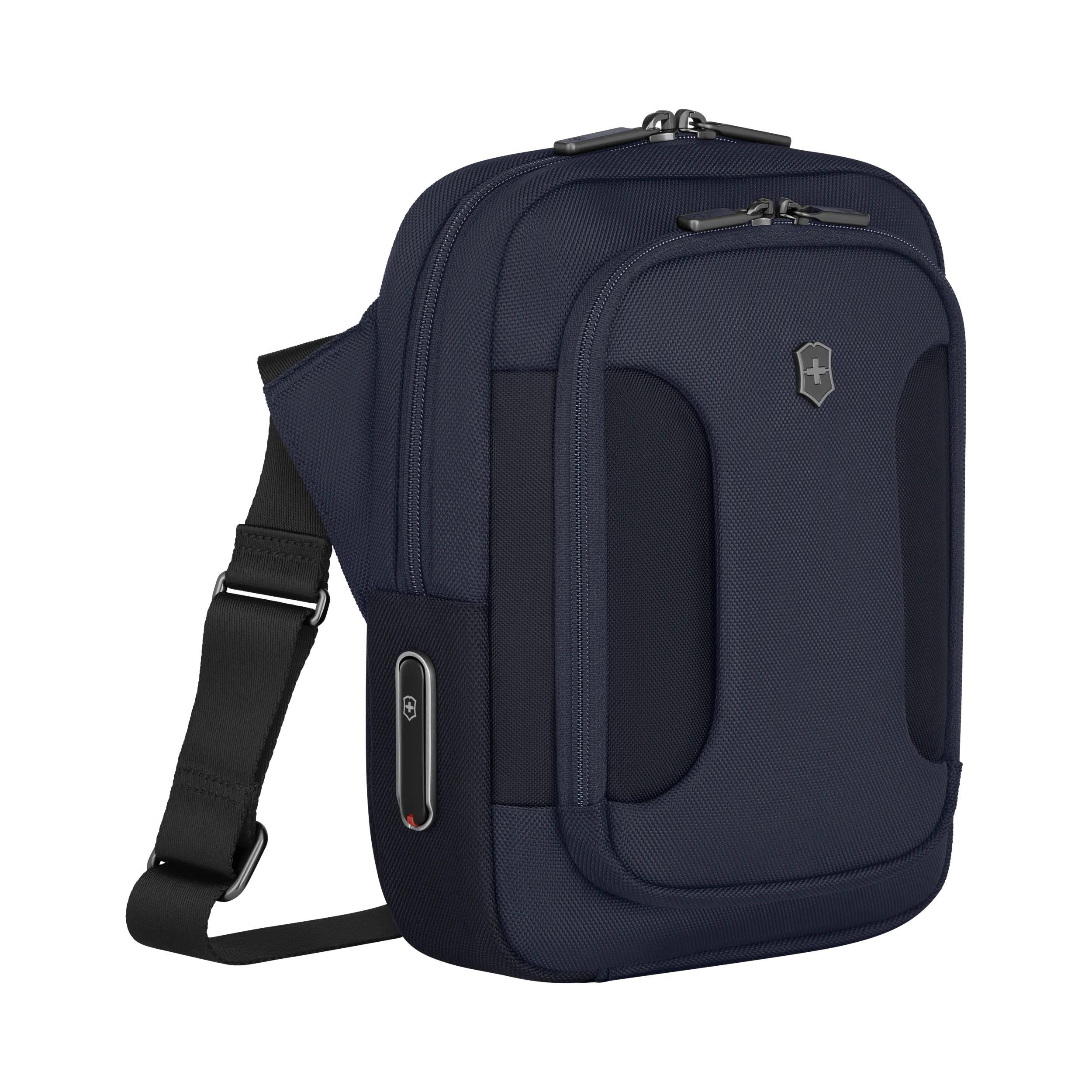 Victorinox Werks Traveler 7.0 Crossbody Bag in Navy Blue — angle view 2