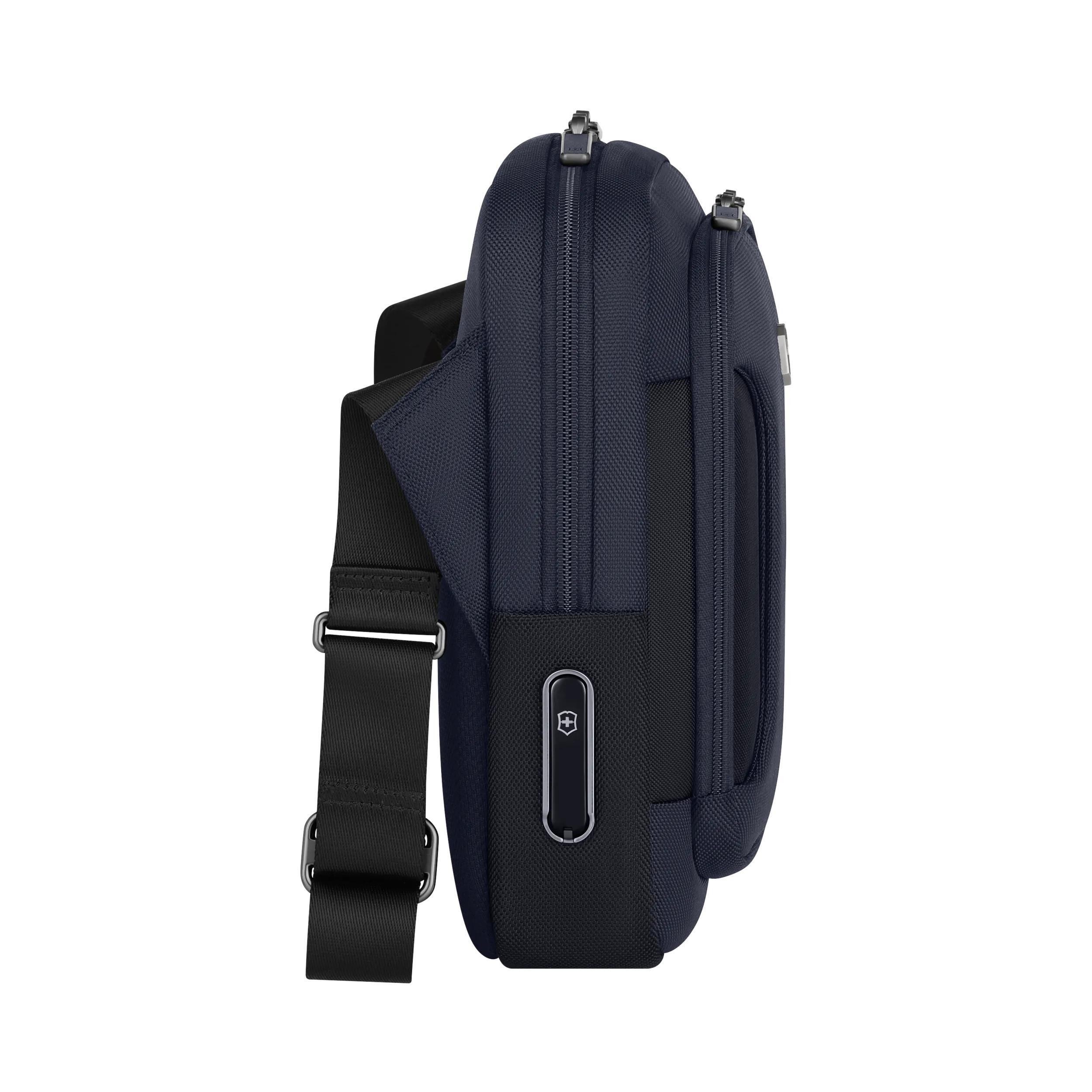 Victorinox Werks Traveler 7.0 Crossbody Bag in Navy Blue — angle view 3