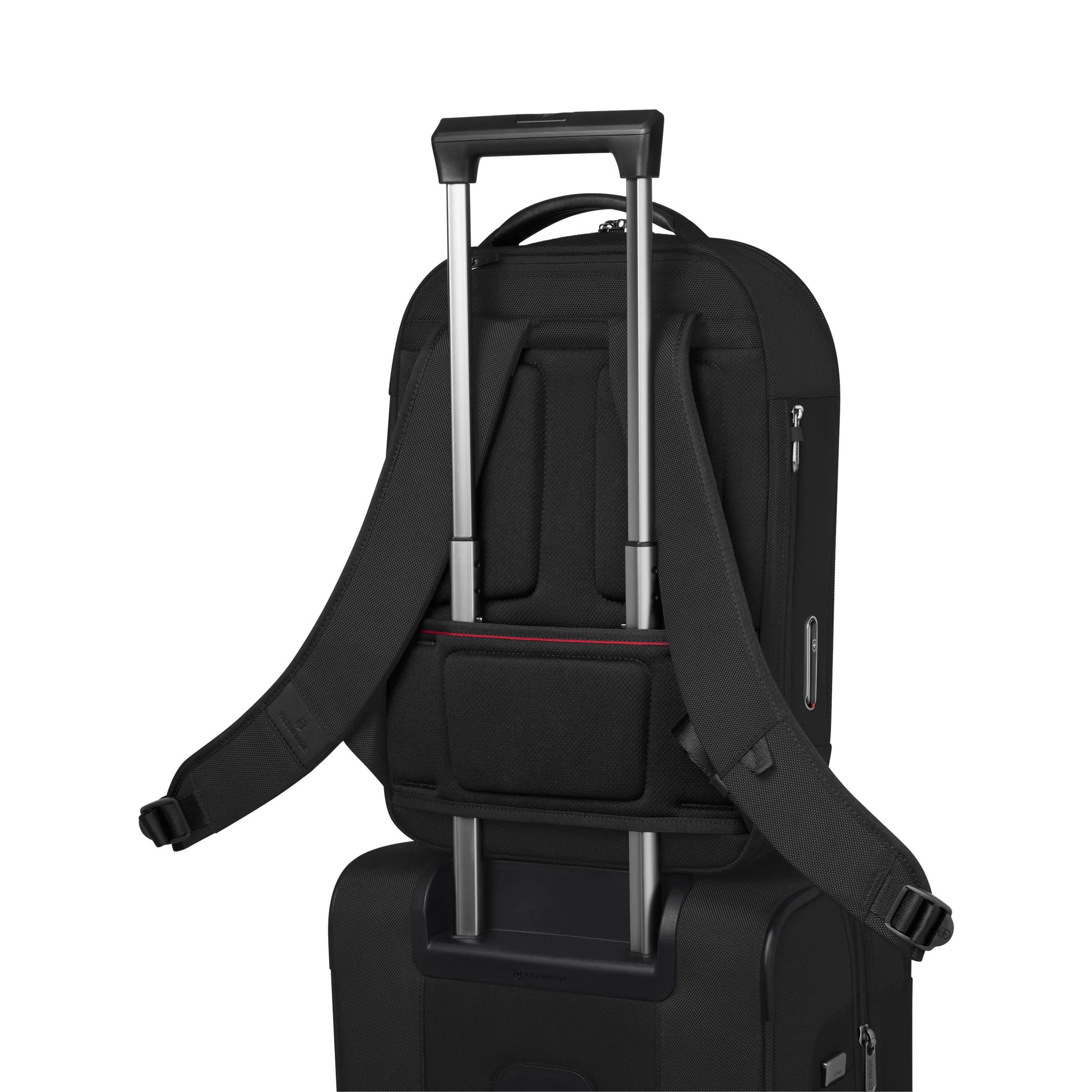 Victorinox Werks Traveler 7.0 Compact Backpack in Black — detail view