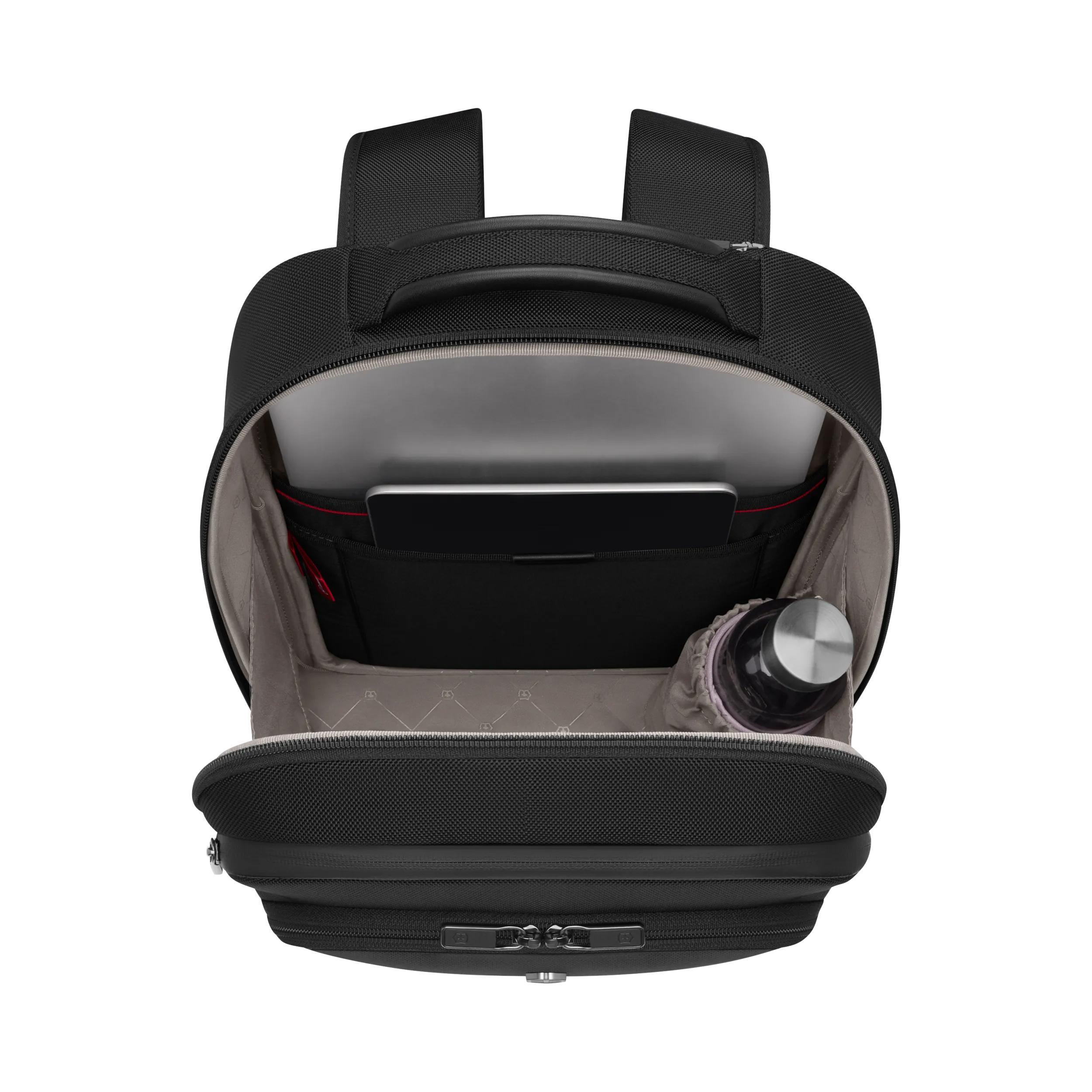 Victorinox Werks Traveler 7.0 Compact Backpack in Black — interior view