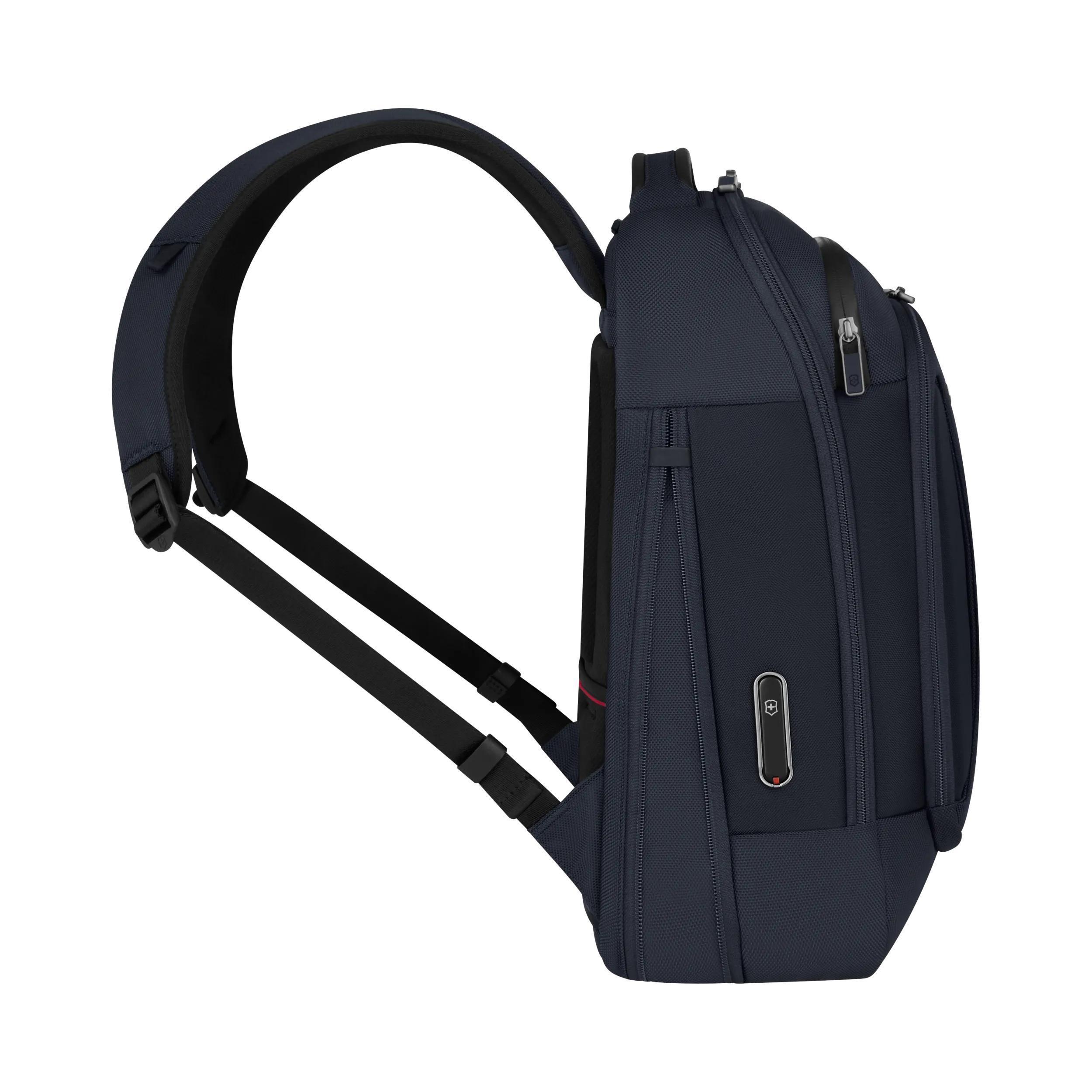 Victorinox Werks Traveler 7.0 Compact Backpack in Navy Blue — angle view 4