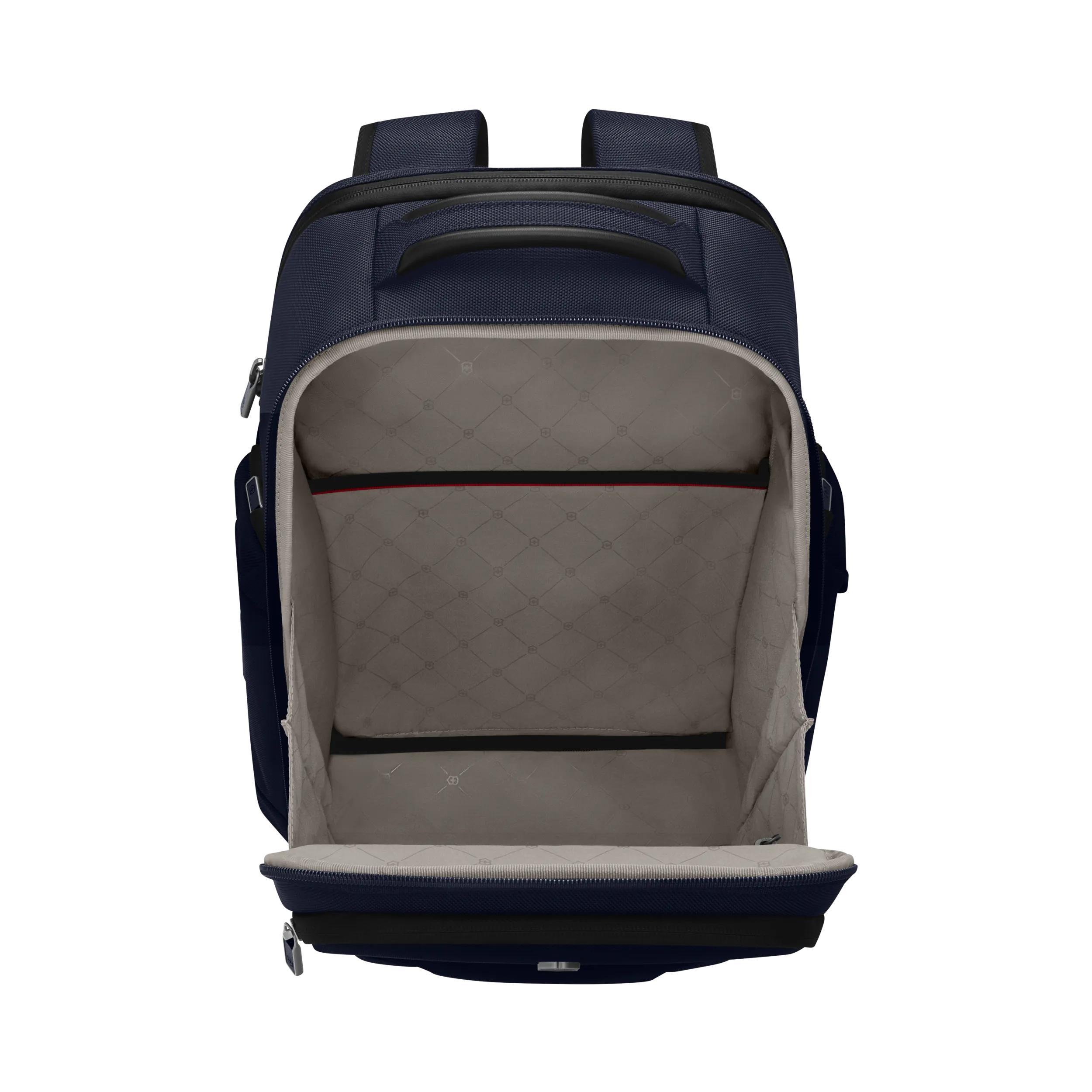 Victorinox Werks Traveler 7.0 Deluxe Backpack in Navy Blue — interior view