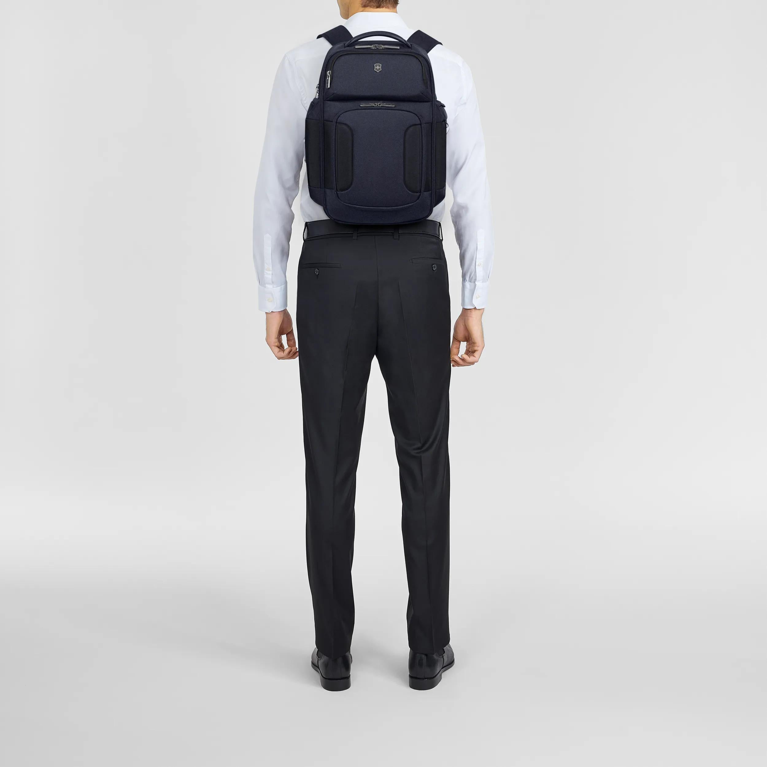Victorinox Werks Traveler 7.0 Deluxe Backpack in Navy Blue — lifestyle