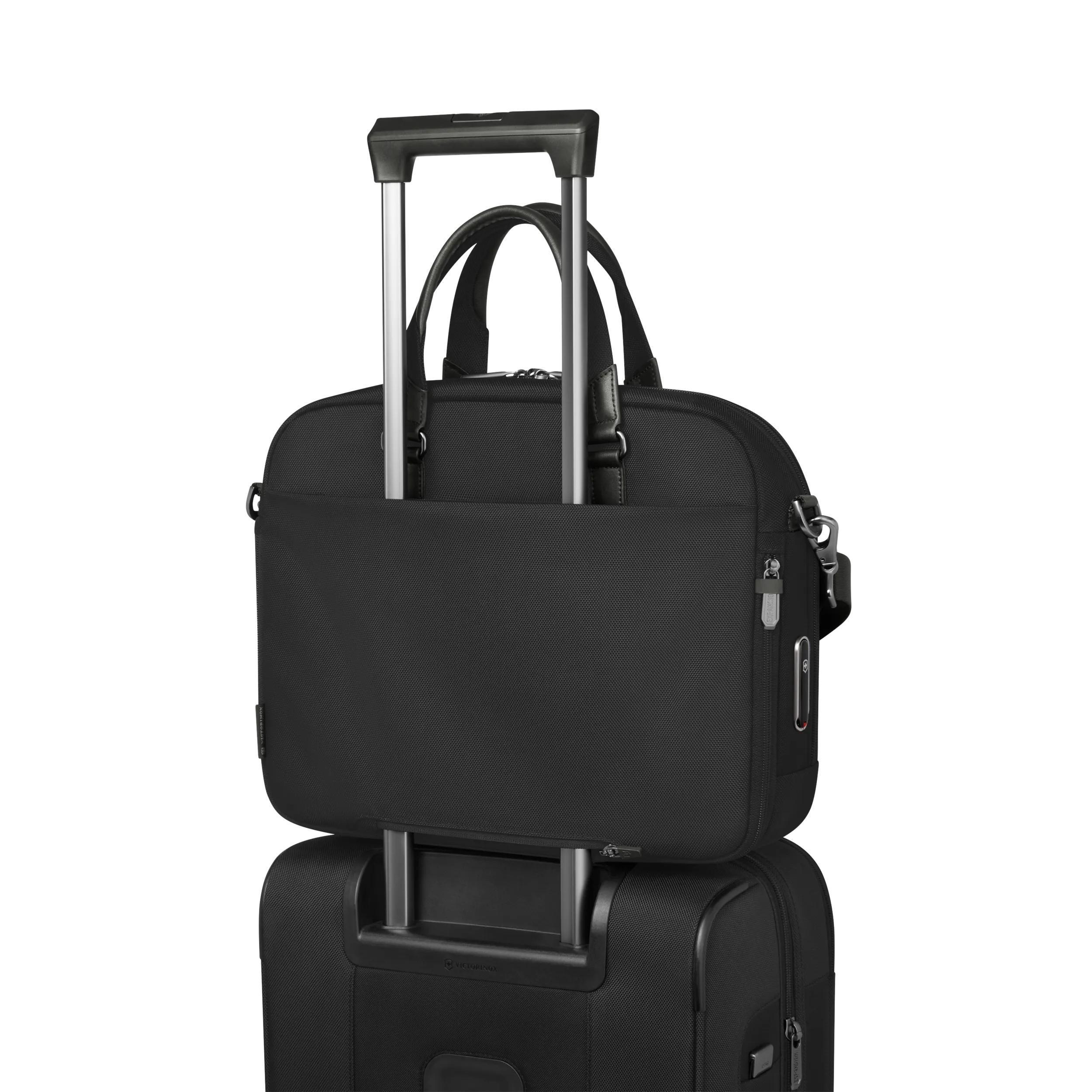 Victorinox Werks Traveler 7.0 Compact Briefcase in Black — detail view
