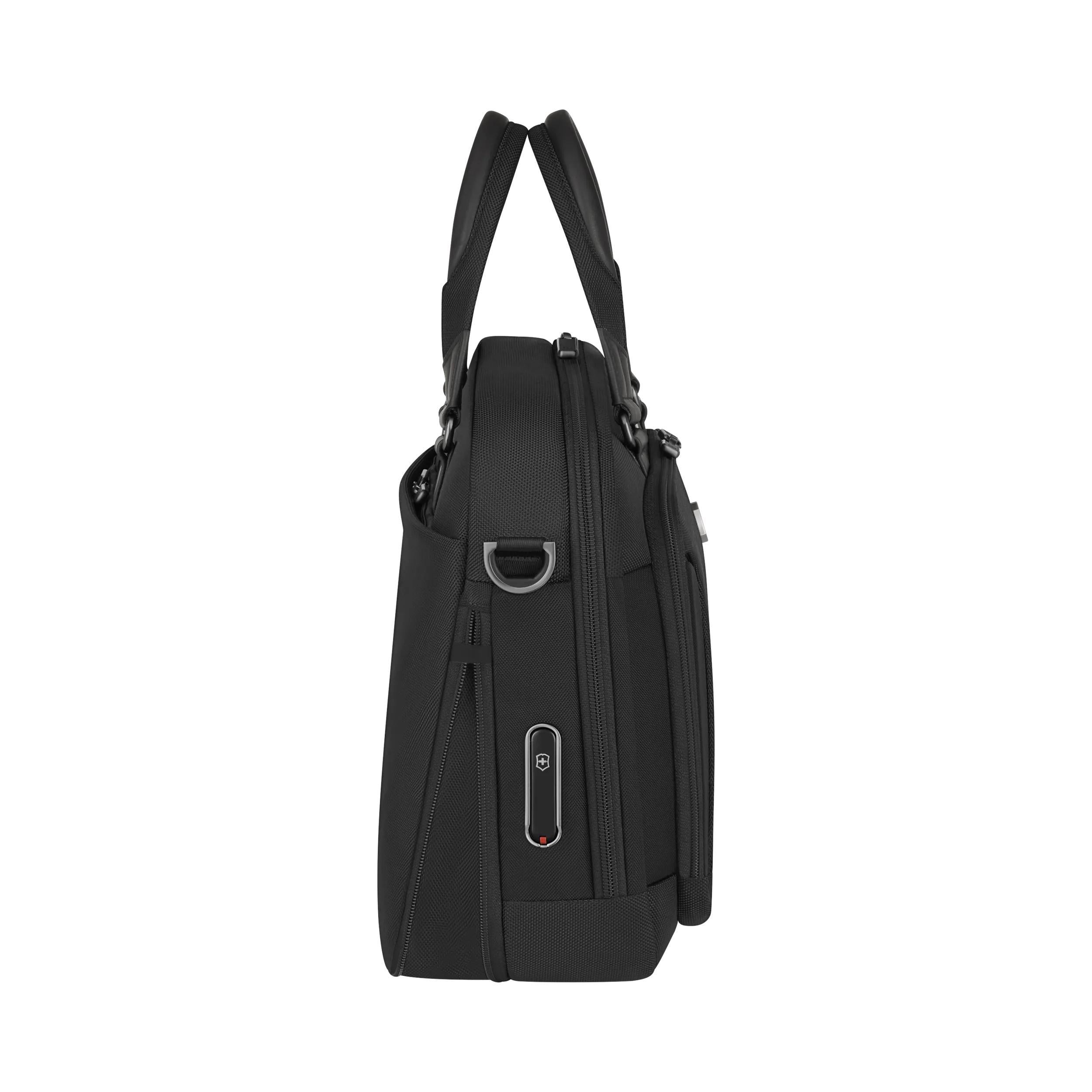 Victorinox Werks Traveler 7.0 Compact Briefcase in Black — angle view 5