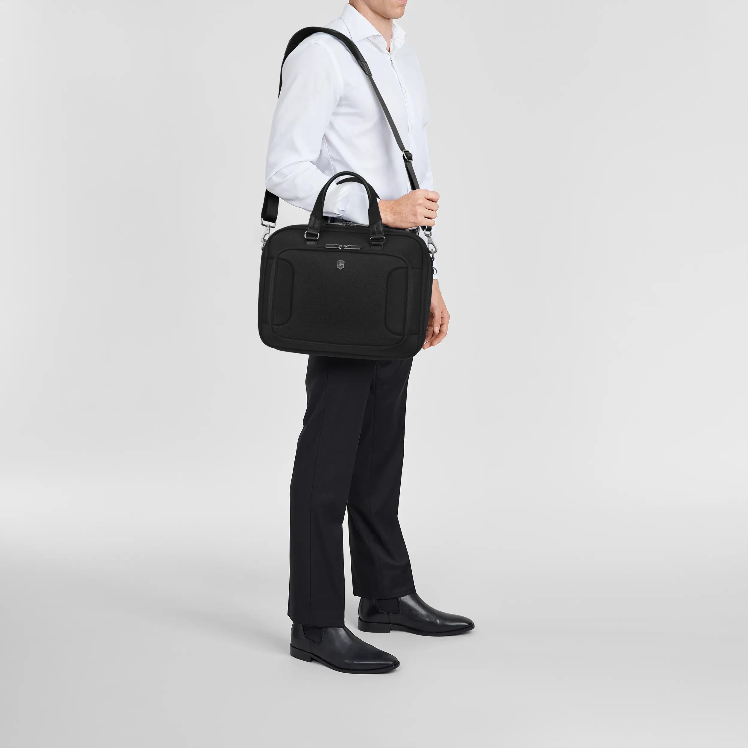 Victorinox Werks Traveler 7.0 Compact Briefcase in Black — lifestyle