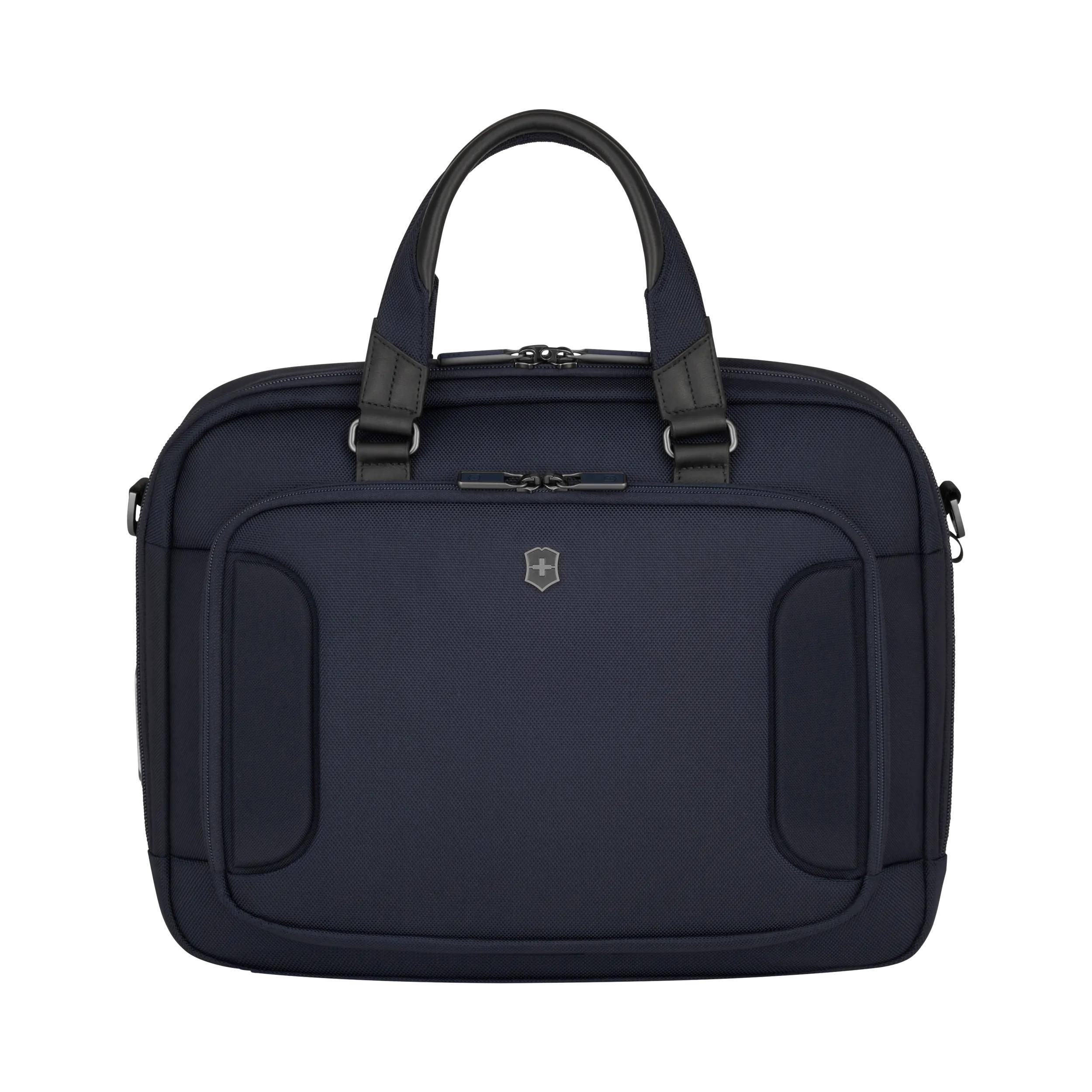 Victorinox Werks Traveler 7.0 Compact Briefcase in Navy Blue — front view