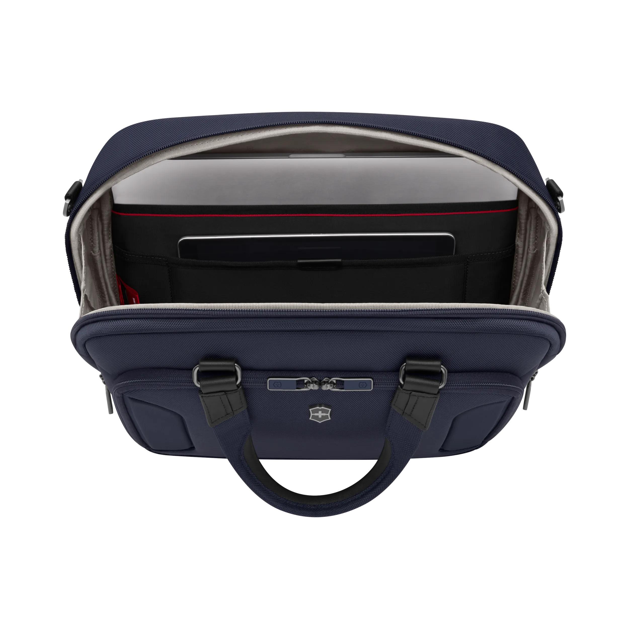 Victorinox Werks Traveler 7.0 Compact Briefcase in Navy Blue — interior view