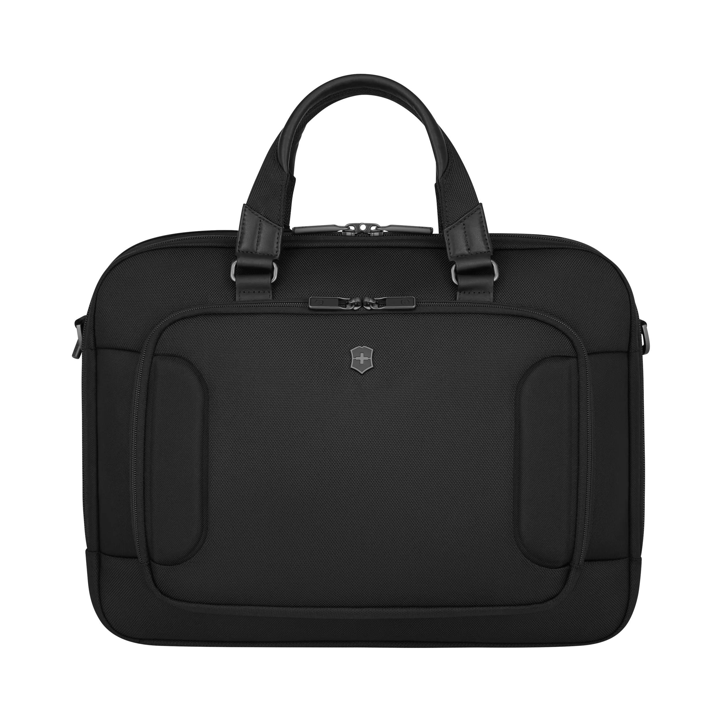 Victorinox Werks Traveler 7.0 Deluxe Briefcase in Black — front view