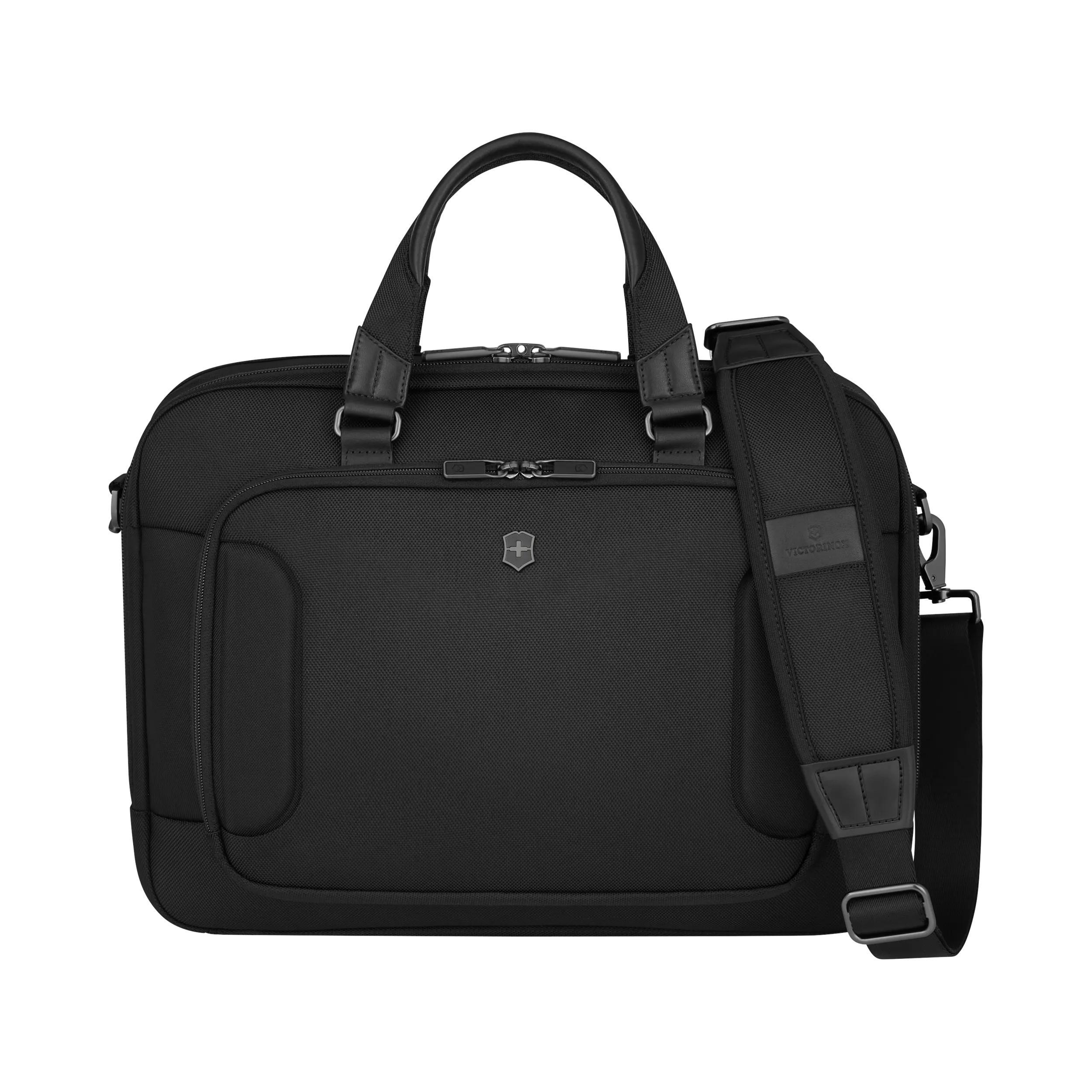Victorinox Werks Traveler 7.0 Deluxe Briefcase in Black — angle view 2