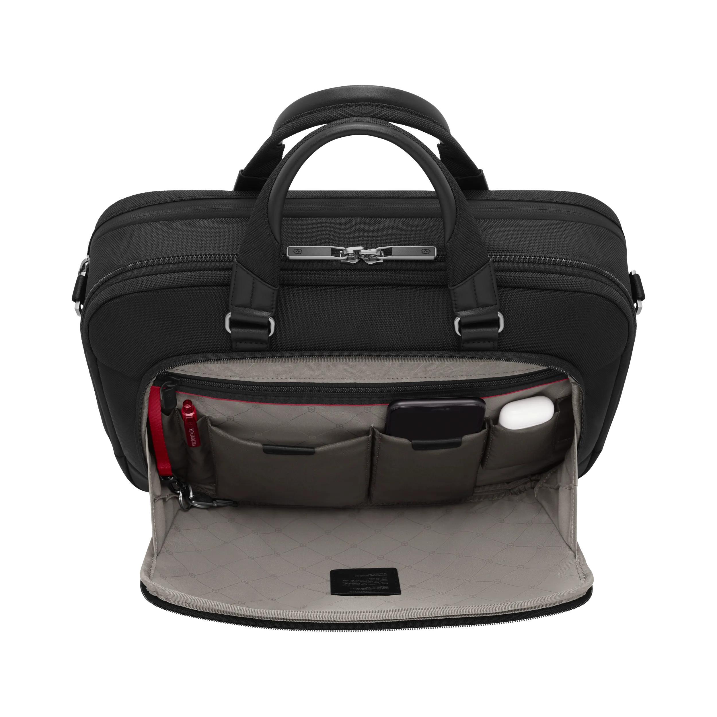 Victorinox Werks Traveler 7.0 Deluxe Briefcase in Black — interior view 3