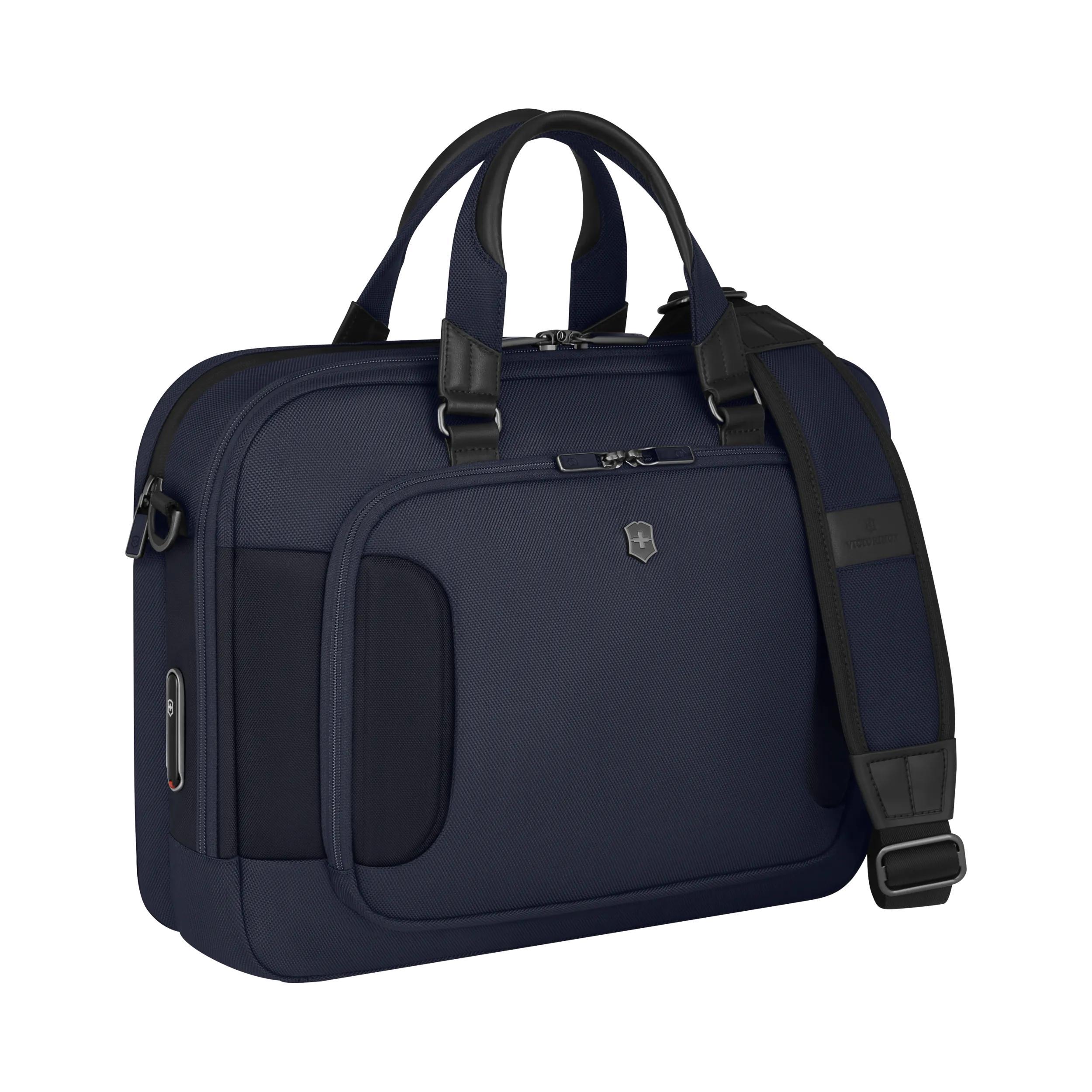 Victorinox Werks Traveler 7.0 Deluxe Briefcase in Navy Blue — angle view 3