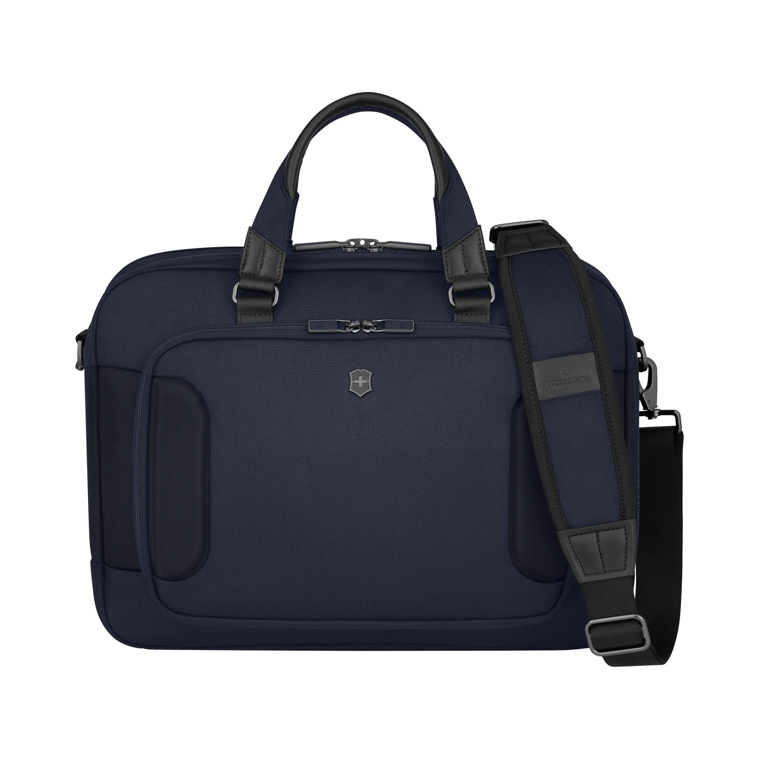 Victorinox Werks Traveler 7.0 Deluxe Briefcase in Navy Blue — angle view 2