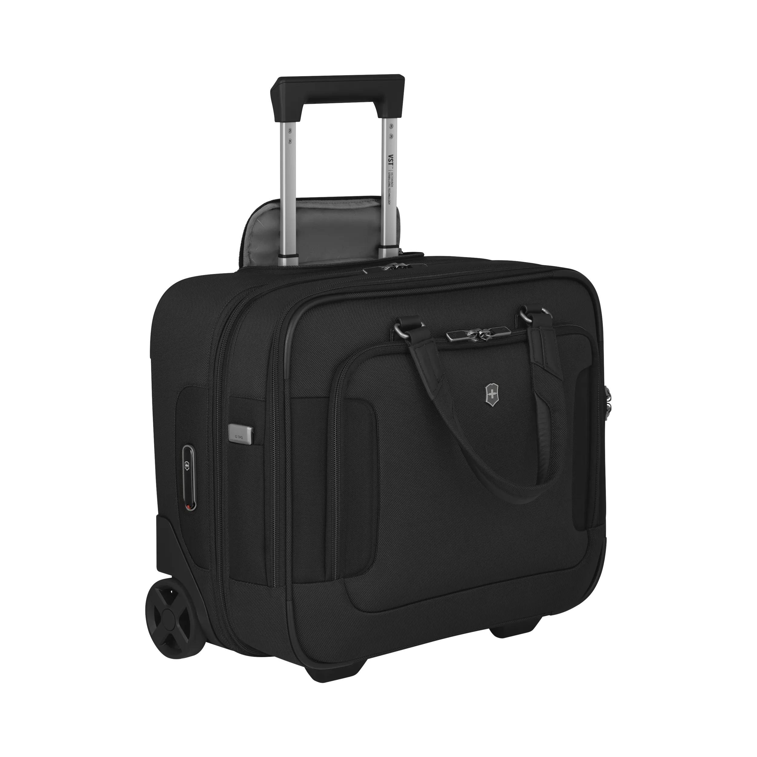 Victorinox Werks Traveler 7.0 Wheeled Briefcase in Black — angle view 4
