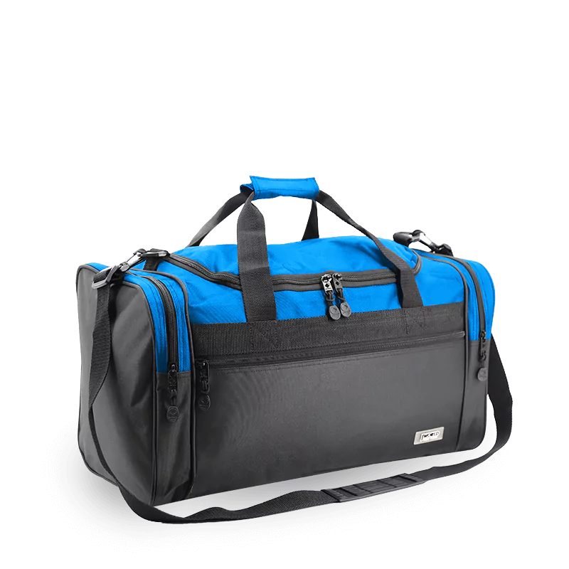 J World Copper Sport Duffel Bags in Blue/Black 18" — angle view 2 # color_Blue/Black