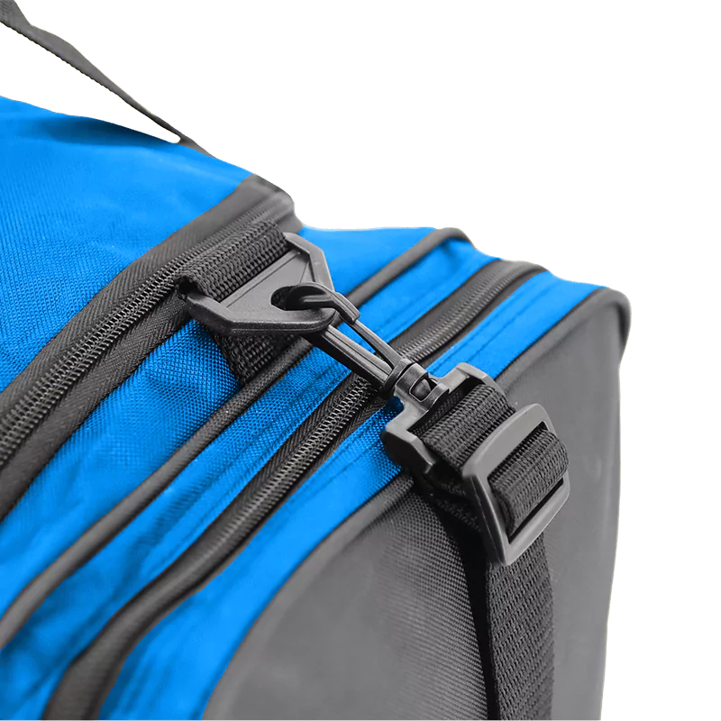 J World Copper Sport Duffel Bags in Blue/Black 18" — detail view # color_Blue/Black