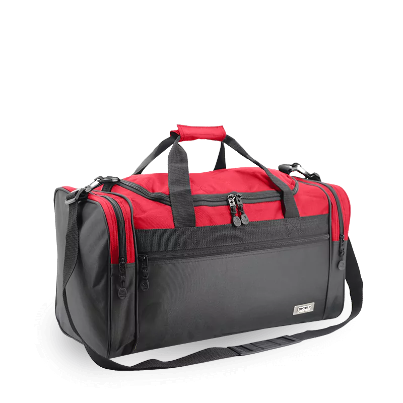 J World Copper Sport Duffel Bags in Red/Black 18" — angle view 2 # color_Red/Black