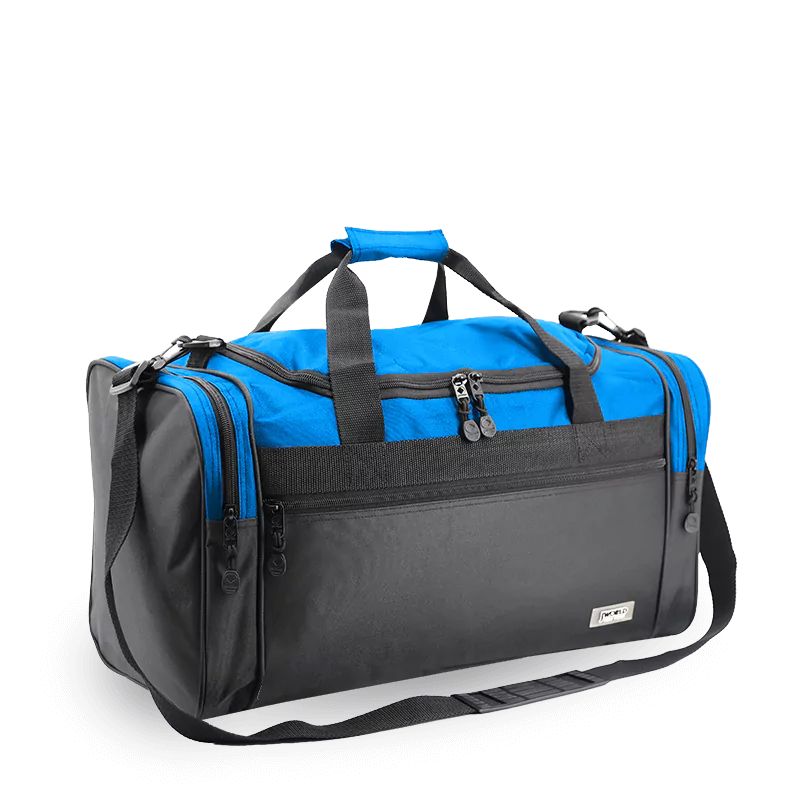 J World Copper Sport Duffel Bags in Blue/Black 21" — angle view 2 # color_Blue/Black