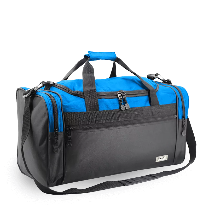 J World Copper Sport Duffel Bags in Blue/Black 24" — angle view 2 # color_Blue/Black