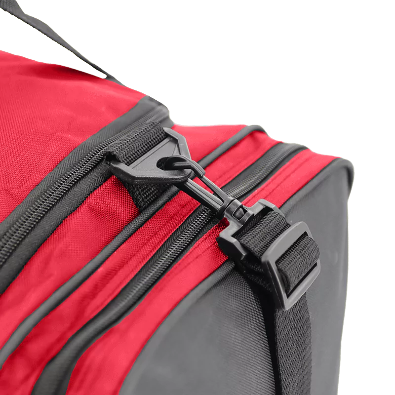 J World Copper Sport Duffel Bags in Red/Black 24" — detail view # color_Red/Black