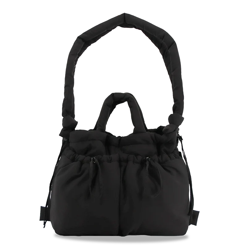 J World Puffy Tote in Black — front view # color_Black