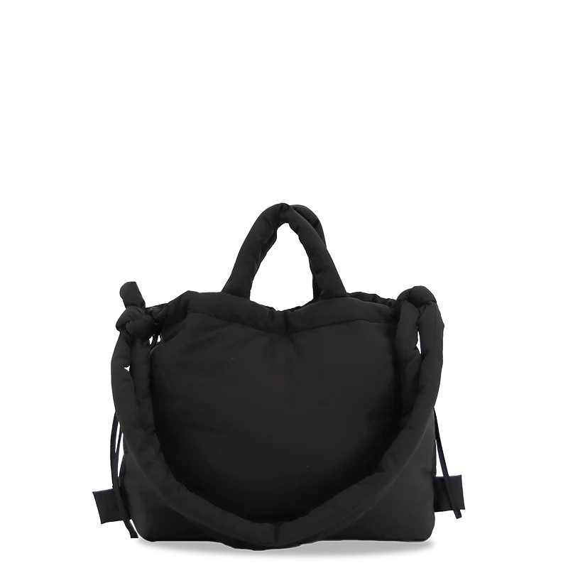 J World Puffy Tote in Black — back view # color_Black