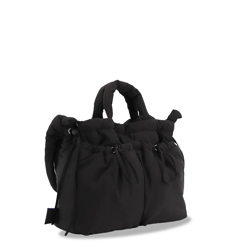 J World Puffy Tote in Black — angle view 2 # color_Black