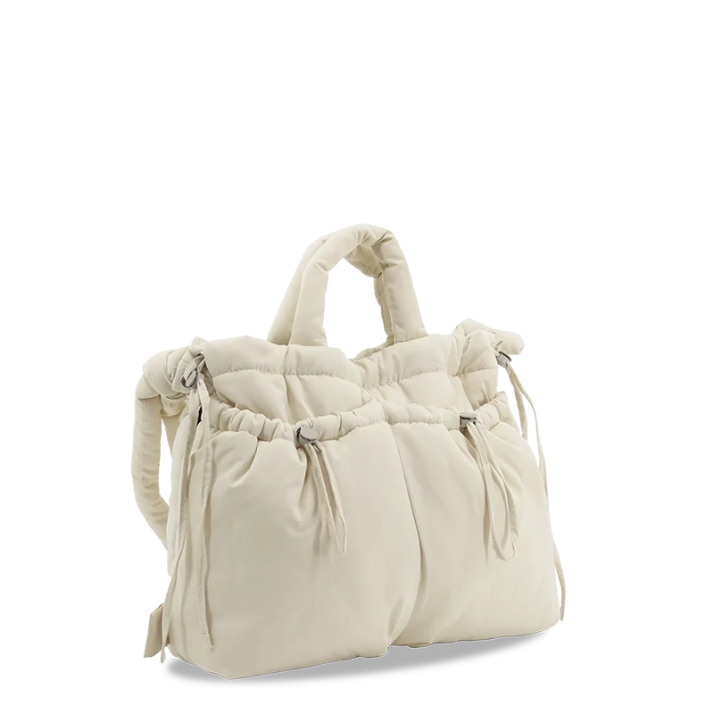 J World Puffy Tote in Beige — angle view 2 # color_Beige
