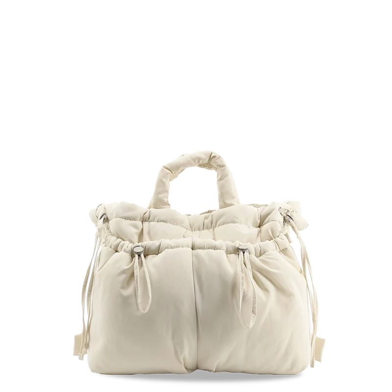 J World Puffy Tote in Beige — front view 2 # color_Beige