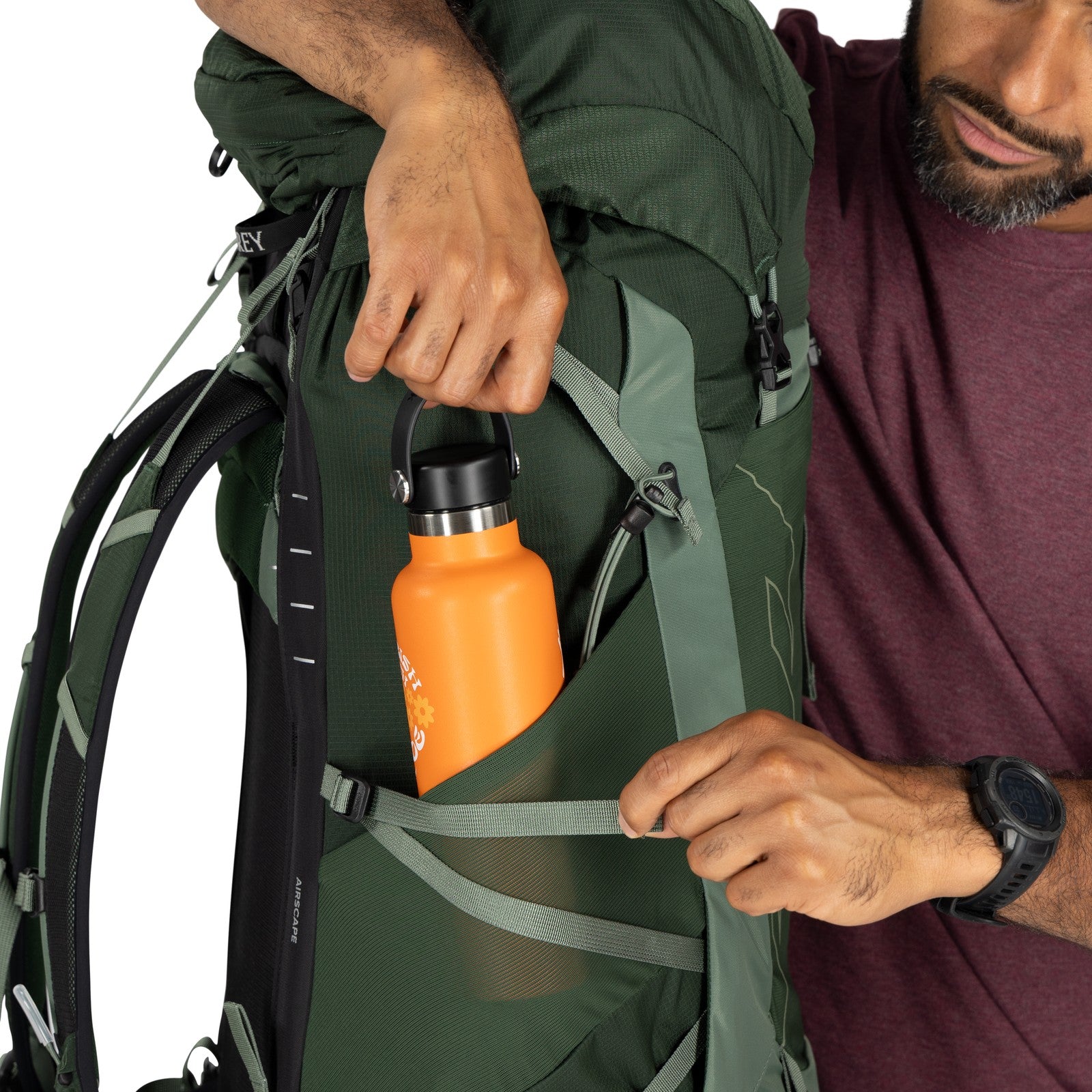Osprey Talon 44 Hiking Backpack 44L in Green Canopy/Pine Leaf — detail view 5