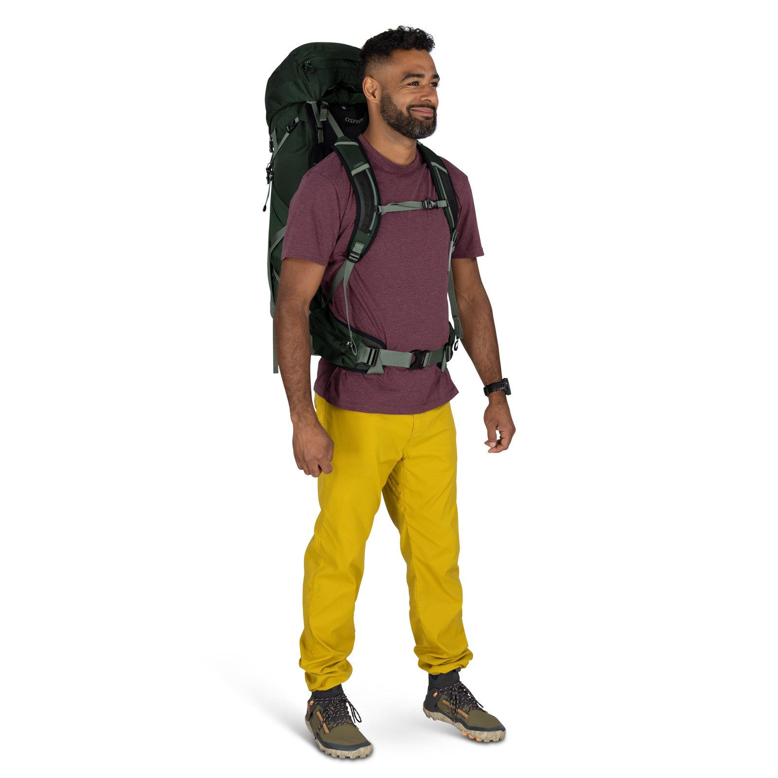Osprey Talon 44 Hiking Backpack 44L in Green Canopy/Pine Leaf — lifestyle