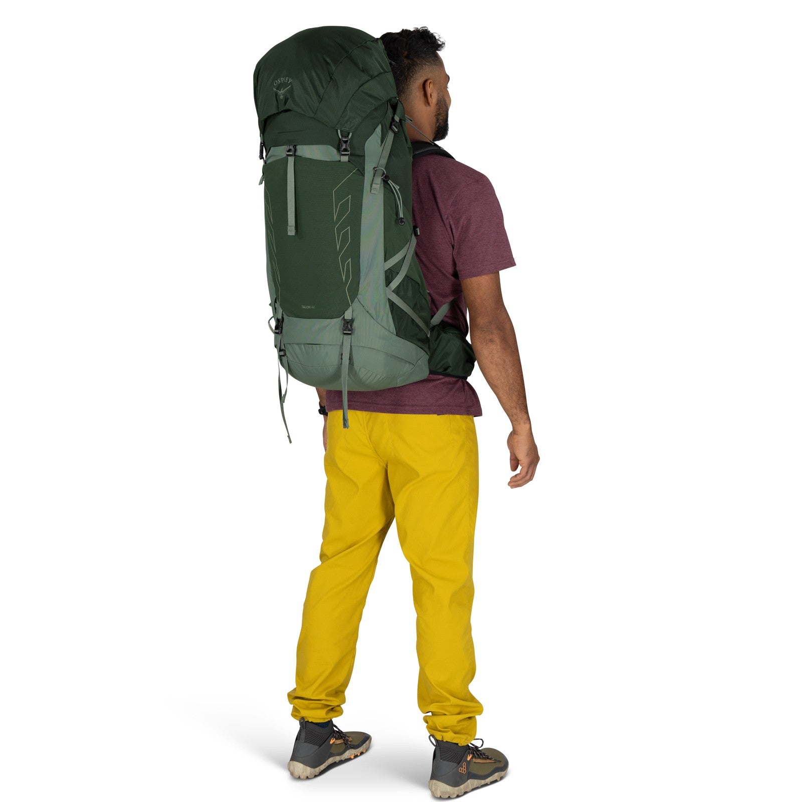 Osprey Talon 44 Hiking Backpack 44L in Green Canopy/Pine Leaf — lifestyle 2